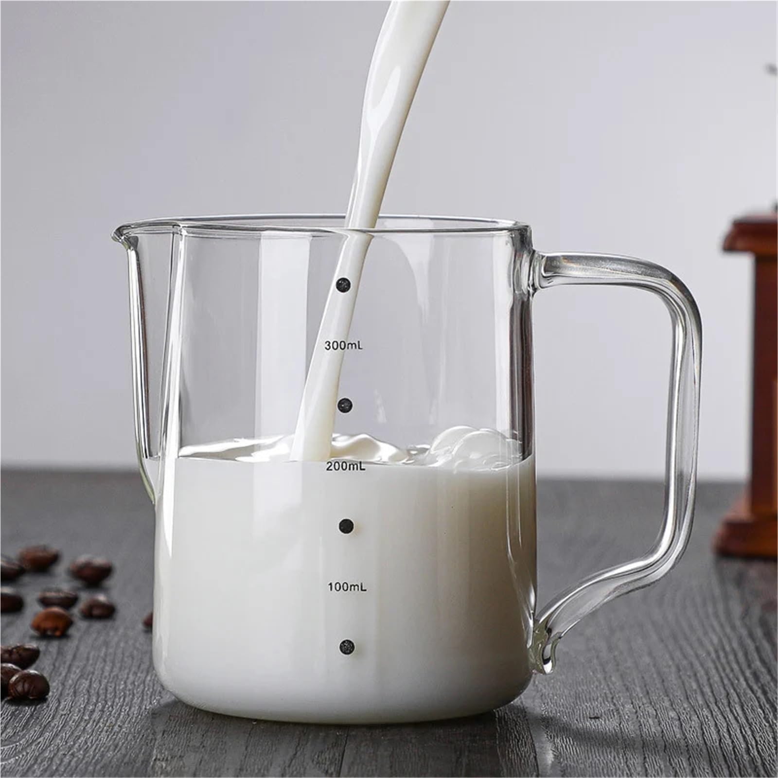 Jarra de cristal for espuma café y leche, 2 uds., con escala, Espumador, jarra Barista Espresso, Latte, 350/600ml Para Espumar(600ml)