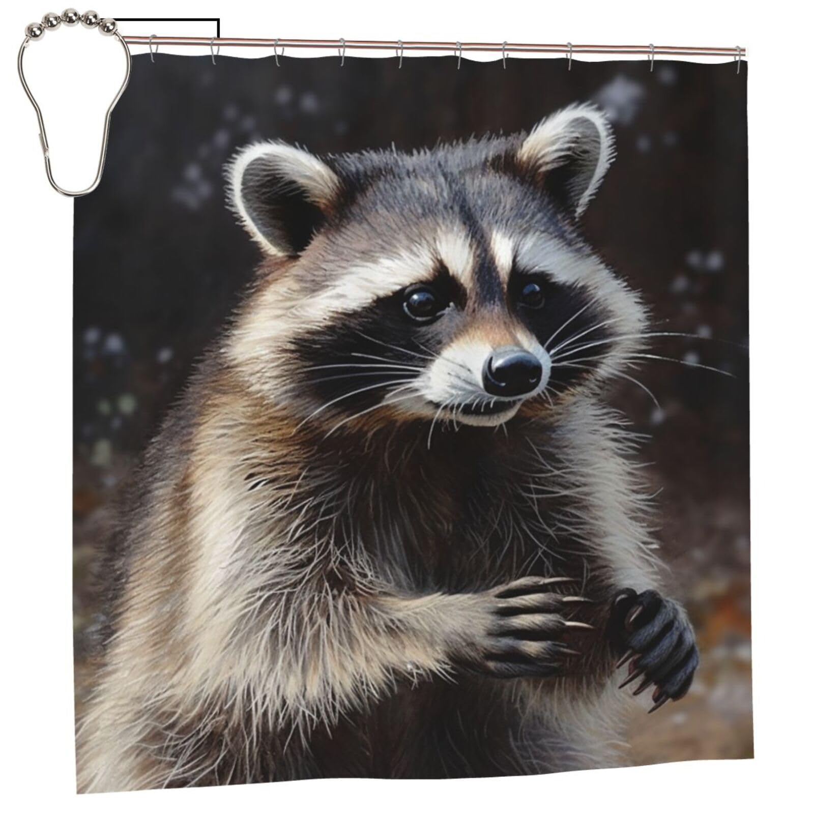 FodPand Raccoon Shower Curtain 70"x70" Waterproof Long Bathroom Curtain Heavy Duty Thick Cloth Bath Curtain Set with Hooks, Modern Abstract Art Pattern Bathroom Shower Curtains