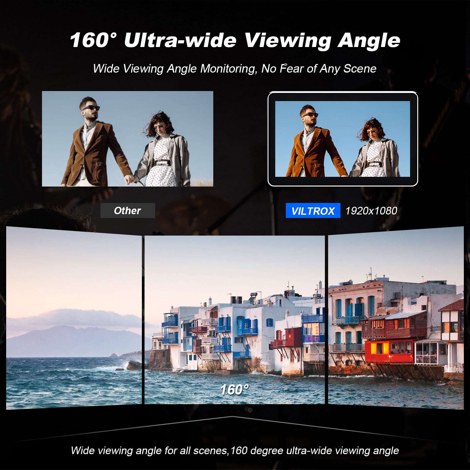 VILTROX DC-V1 DCV1 monitor polowy, ekran dotykowy 5,5 cala, 4K HDMI, zewnętrzny monitor z akumulatorem Full HD 1920 x 1080 IPS 3D LUT z osłoną przeciwsłoneczną do Sony Canon Nikon DSLR (DC-550 Lite