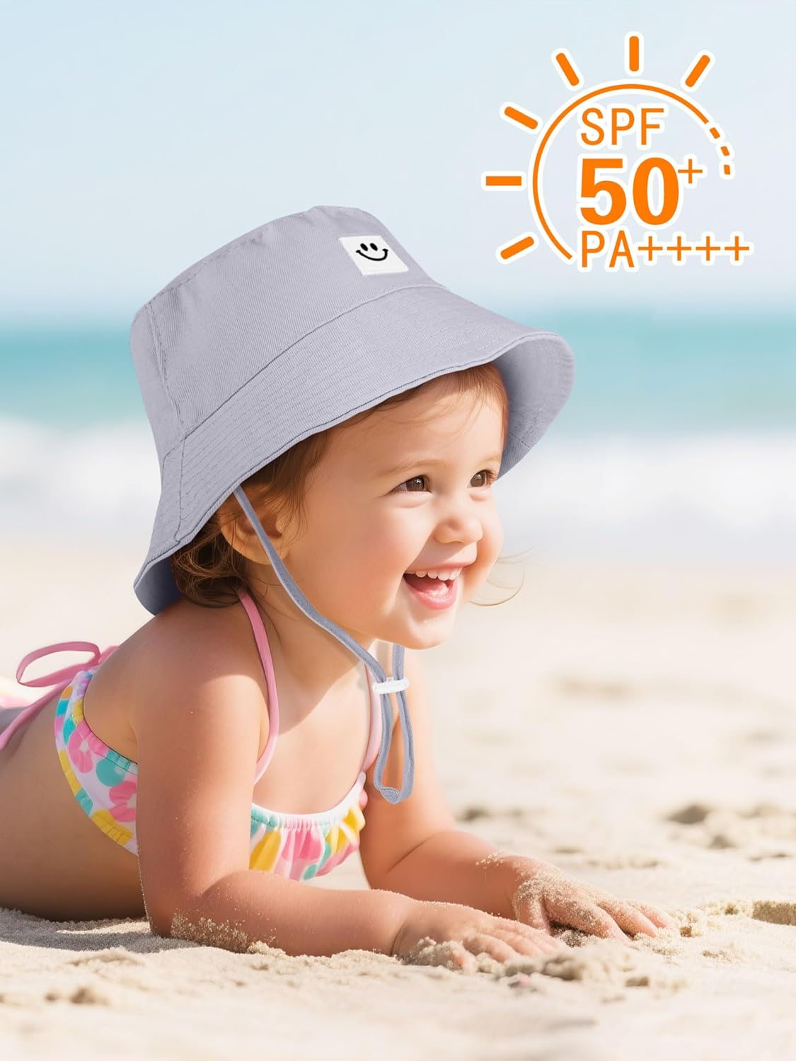 Cooraby 4 Pack Baby Sun Hat Breathable Smile Bucket Hat Toddler Sun Protective Bucket Hat Adjustable Cap for Baby Girl Boy - Image 5