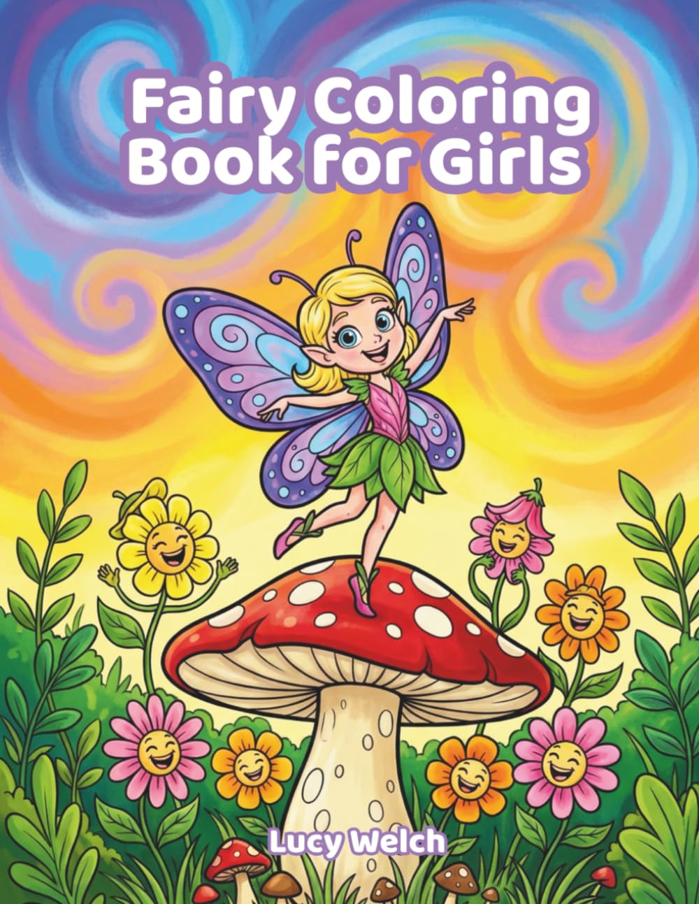Fairy Coloring Book for Girls: Cute Cartoon Fairy Coloring Pages with Magical Forests, Fantasy Scenes & Cute Animals for Girls Ages 6–10