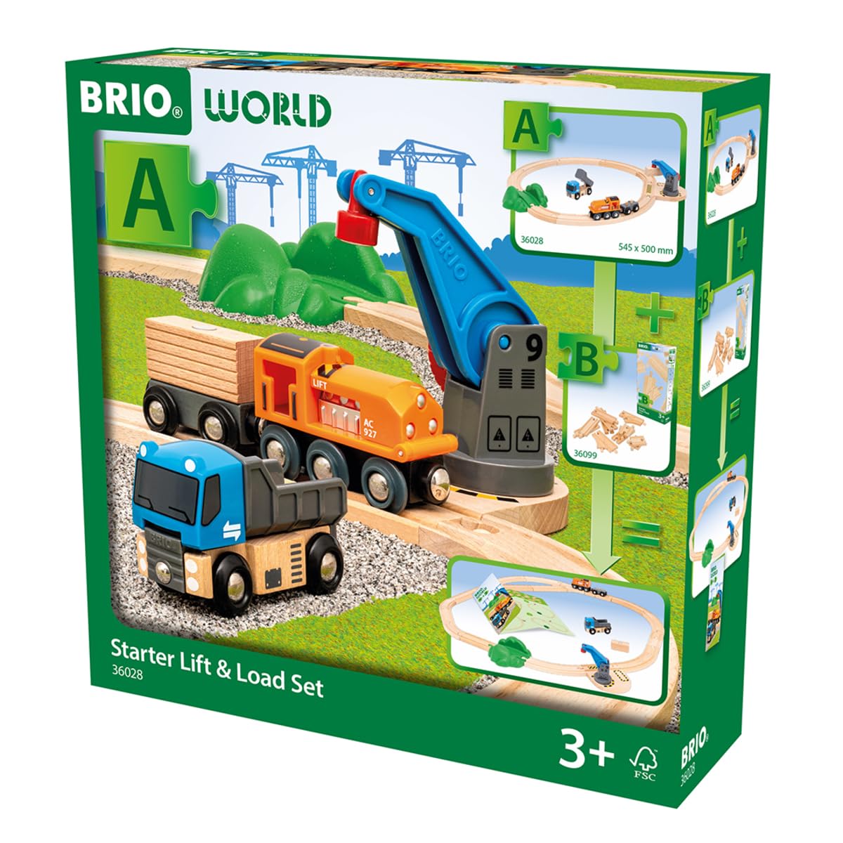 BRIO - Set de Inicio Construccion Levanta y Carga, Circuito Tren, para Niños de 3 Años o más,