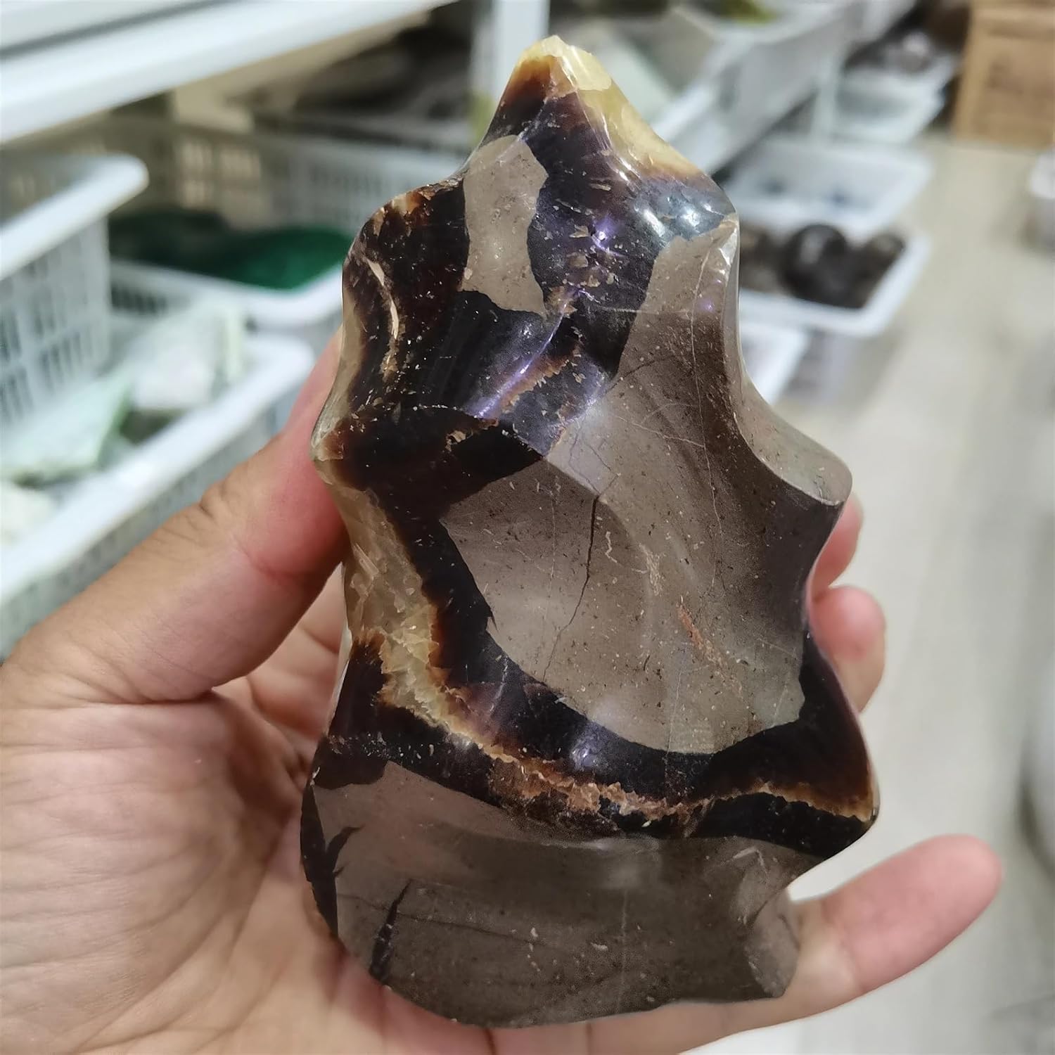 Stone Torch Flame Shaped Crystal Carving Ornaments Home Decor(500-600g)