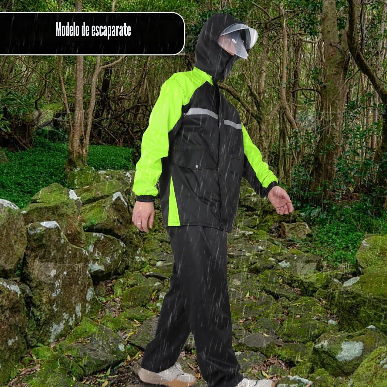 Chaquetas Impermeables para Hombre, Traje de lluvia Ligero con Capucha, Traje Impermeable de Moto, Chaqueta y Pantalones Impermeables para Pesca, Senderismo, Ciclismo