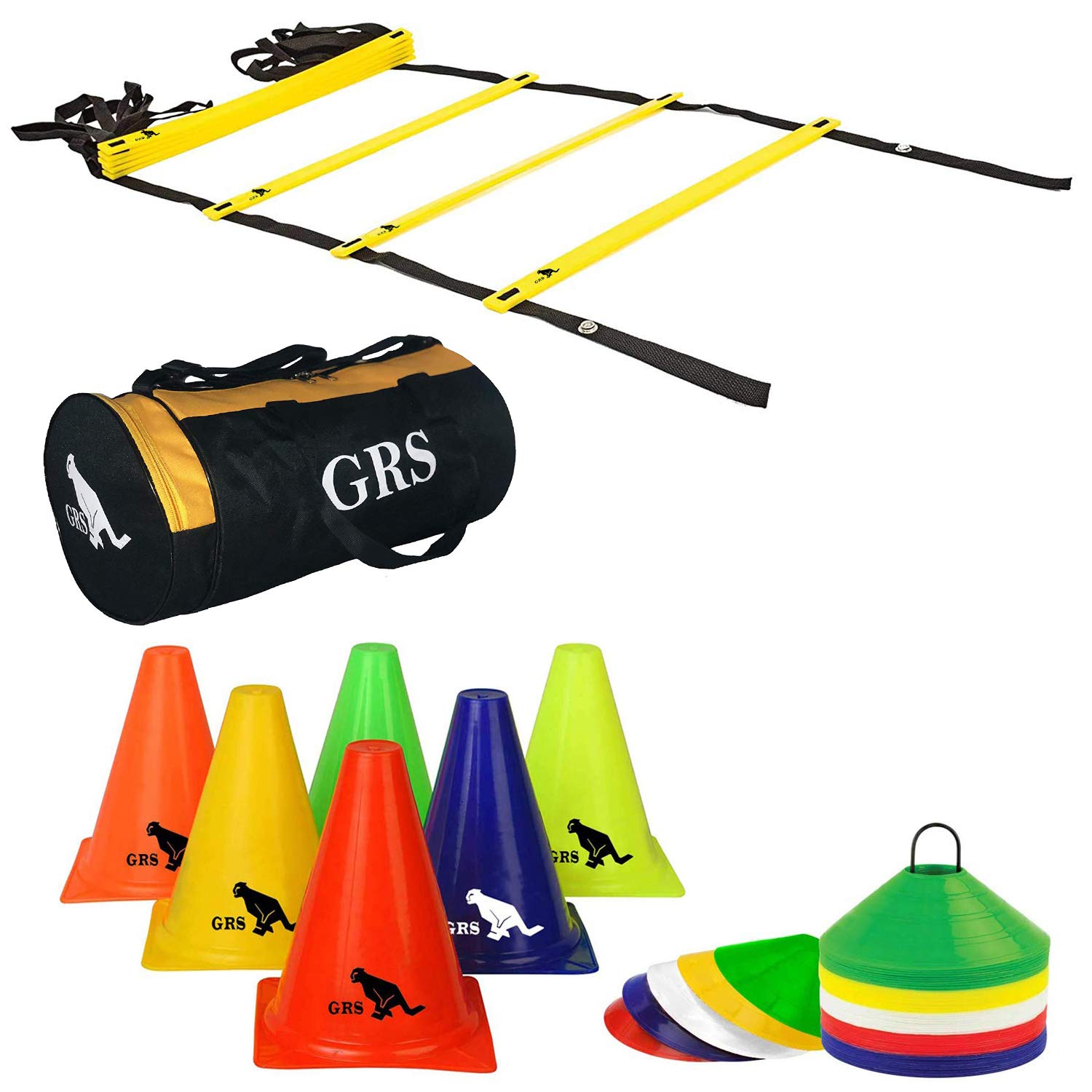 GRS® Sports 6 Inch Cones Pack 6,10 Space Markers, 4 Meter Ladder & Gym Bag Agility Combo (B08VJHD5CP) Amazon Price History, Amazon Price Tracker