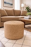 Vista 15 de S & L Homes Puf otomano – 100% yute trenzado reposapiés puf de punto a mano tradicional de cordón bohemio para sala de estar, dormitorio, guardería