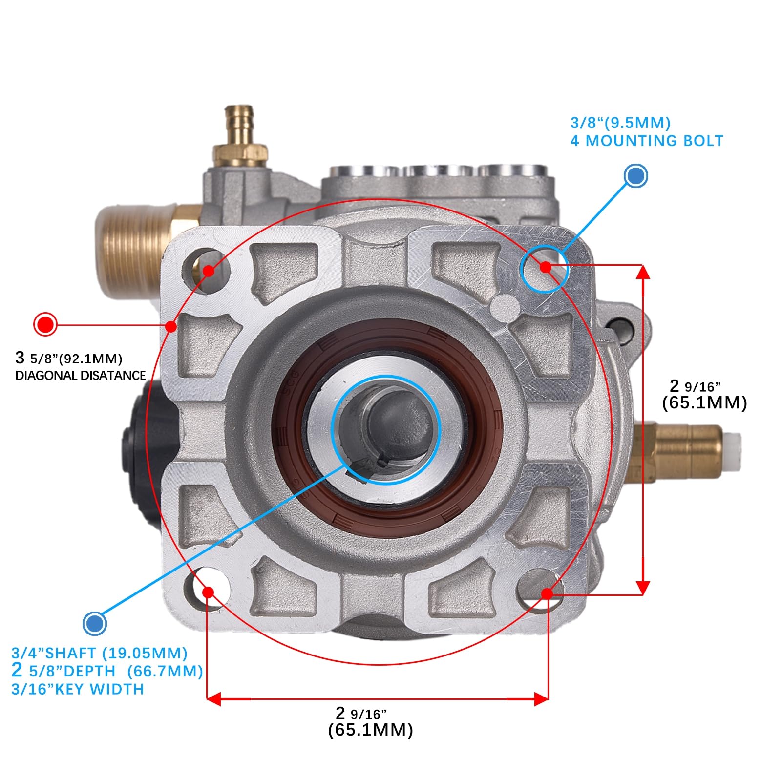 Pozioma pompa ciśnieniowa z wałem 3/4 cala, 2600-3000 PSI przy 2,5 GPM, oryginalna inżynieryjna pompa OEM do Honda Simpson Ryobi itp. Większość markowych myjek z silnikiem gazowym z 5