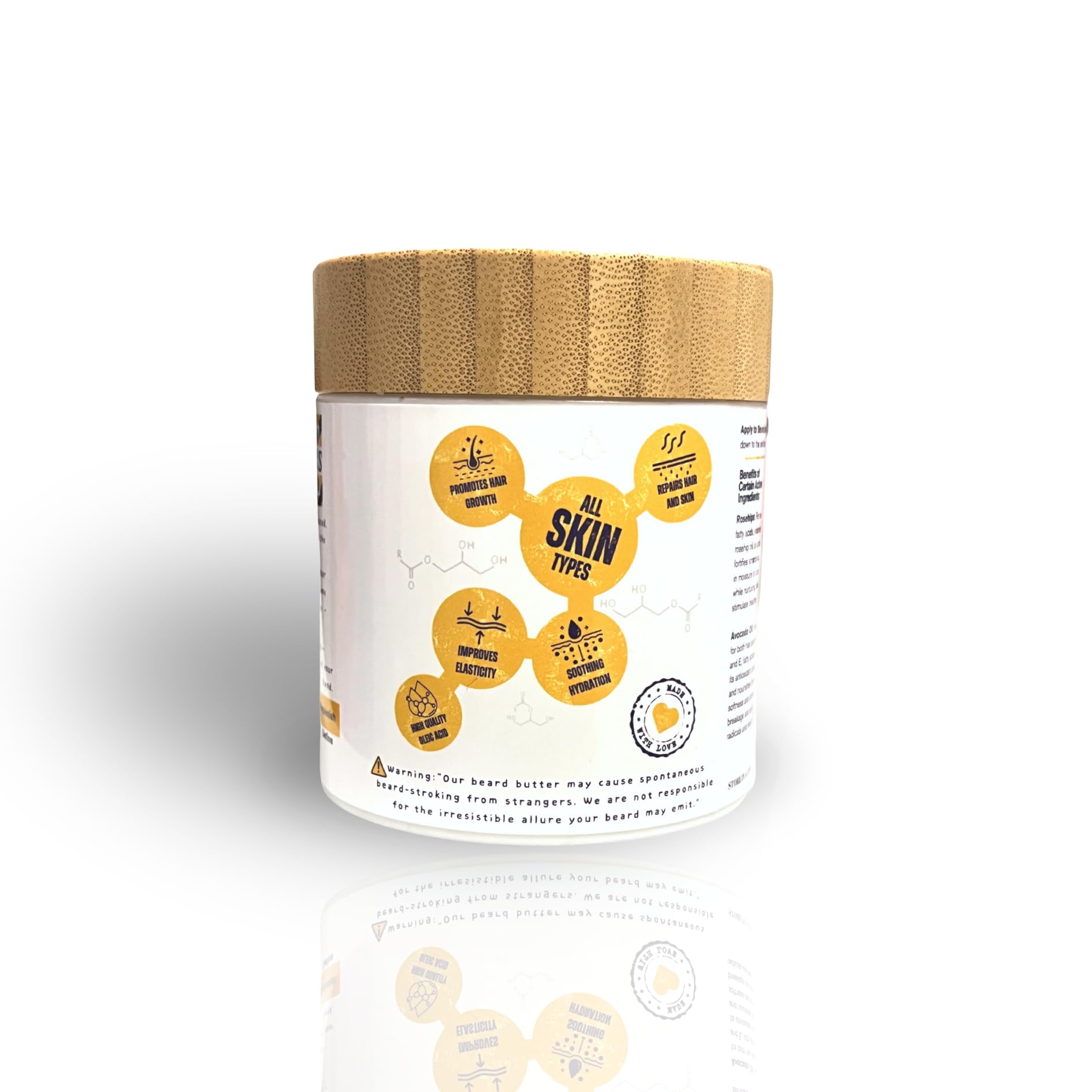 Lard Infused Beard Butter - Non Greasy - All Natural Scent (Unscented) 5.5 oz 