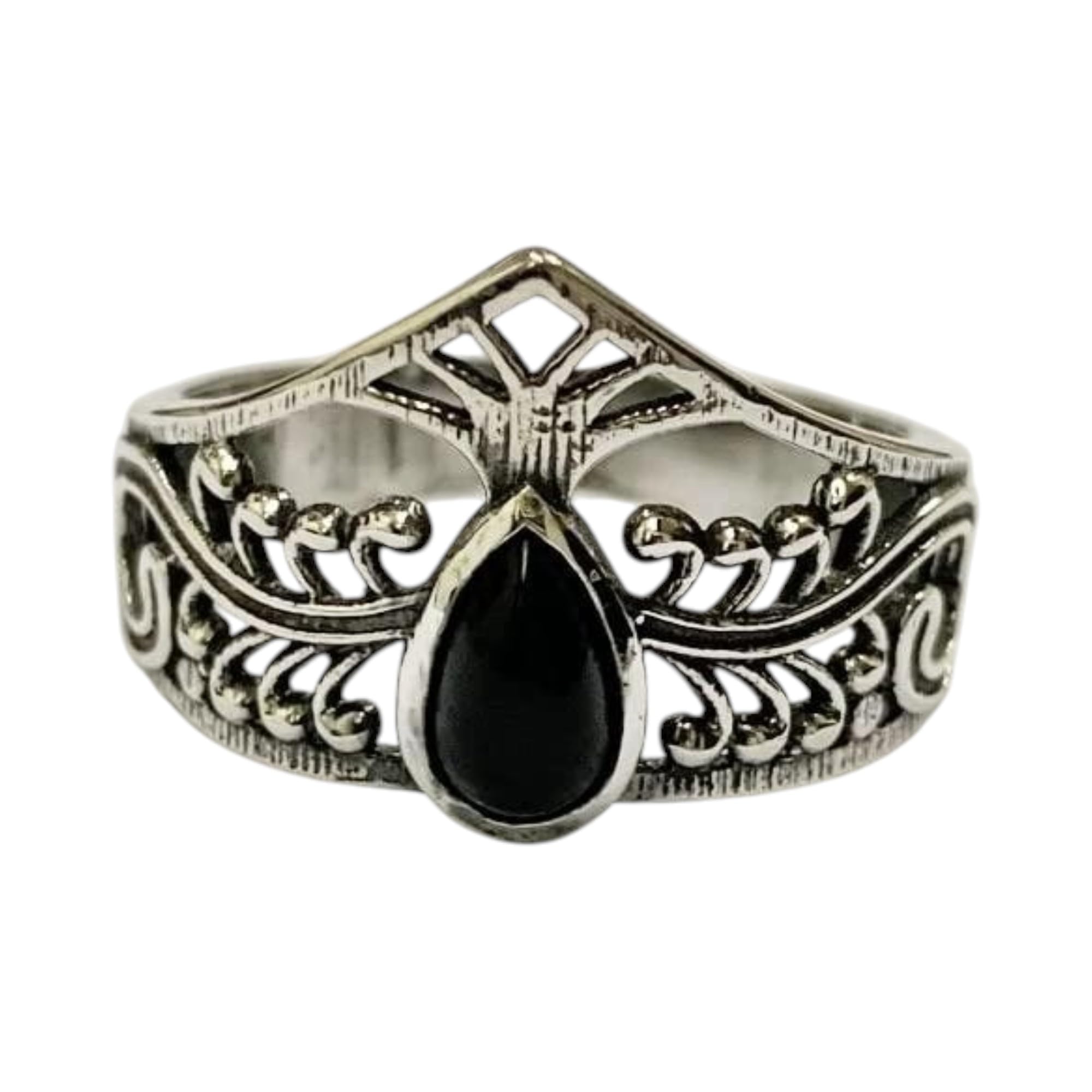 VIE Teardrop Tiara Crystal Ring, Black Agate