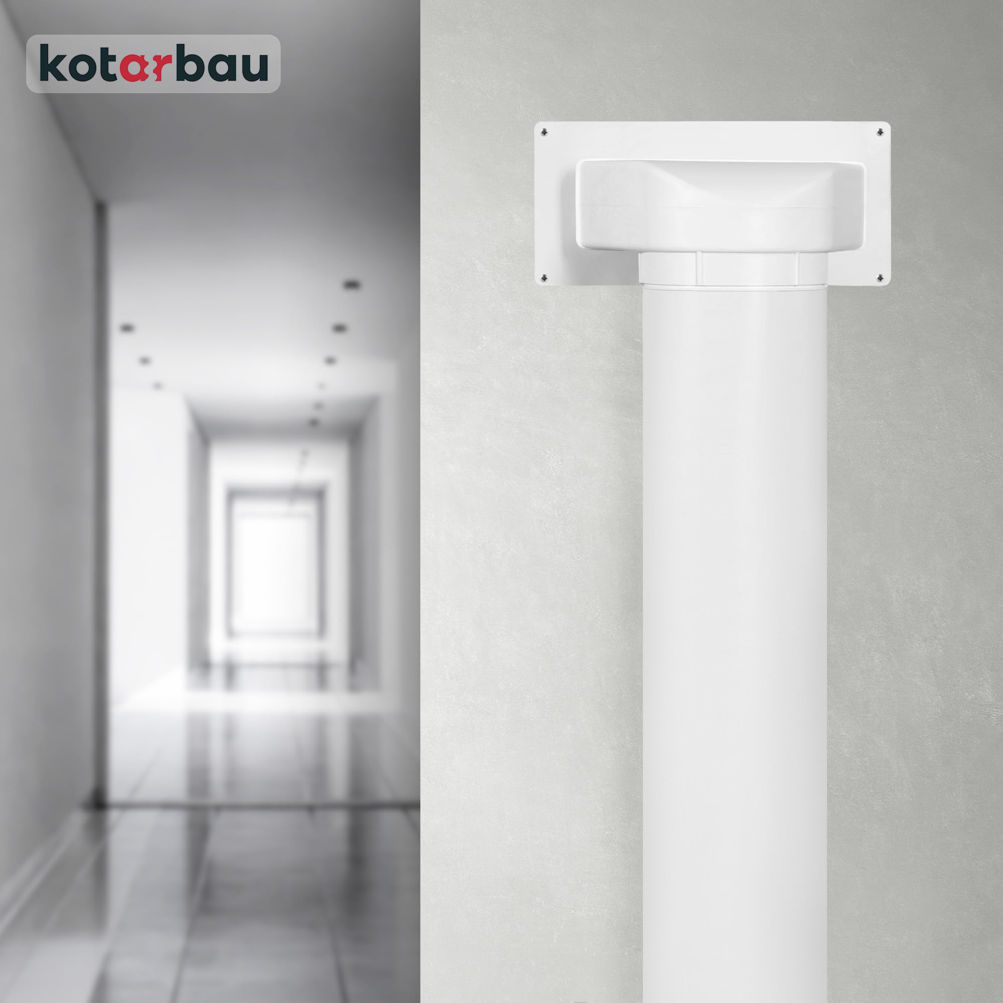KOTARBAU® Tubo de ventilación de 150 cm, Canal Redondo, Ø 150 mm, Tubo de plástico Redondo, Blanco, Sistema de Tubos Redondos de PVC, Conexión de tuberías, Conducto de Escape, Conducto de Suministro