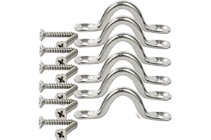 Amarine Made 6 Pack Stainless Steel PAD Eye Loops Kayak Boat Top Tie Down Anchor