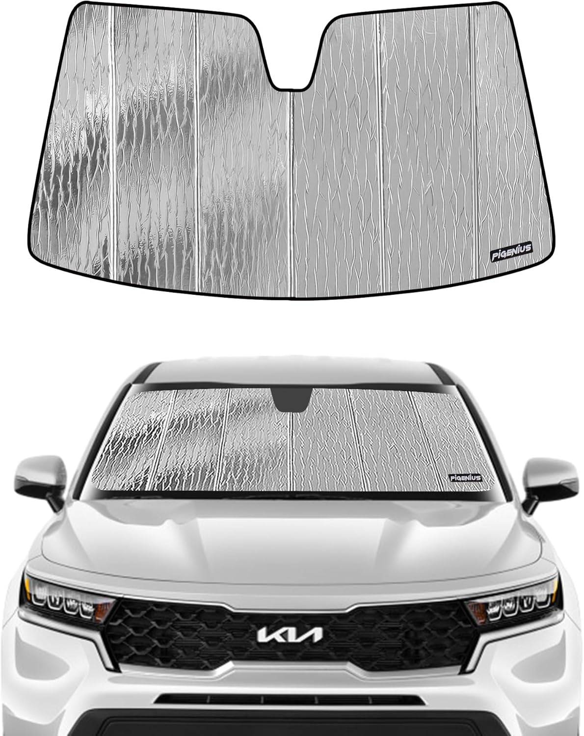 Windshield Sunshade for Kia Sorento 2021-2025 (Hybrid/PHEV), Reversible Silver/Black