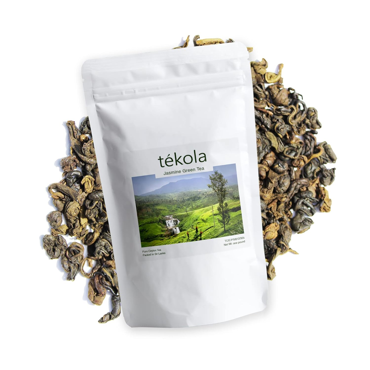 tekola Tea Co. - Organic Gunpowder Green Tea, Grown, Processed and Packed in Ceylon, loose leaf - 16 ounces