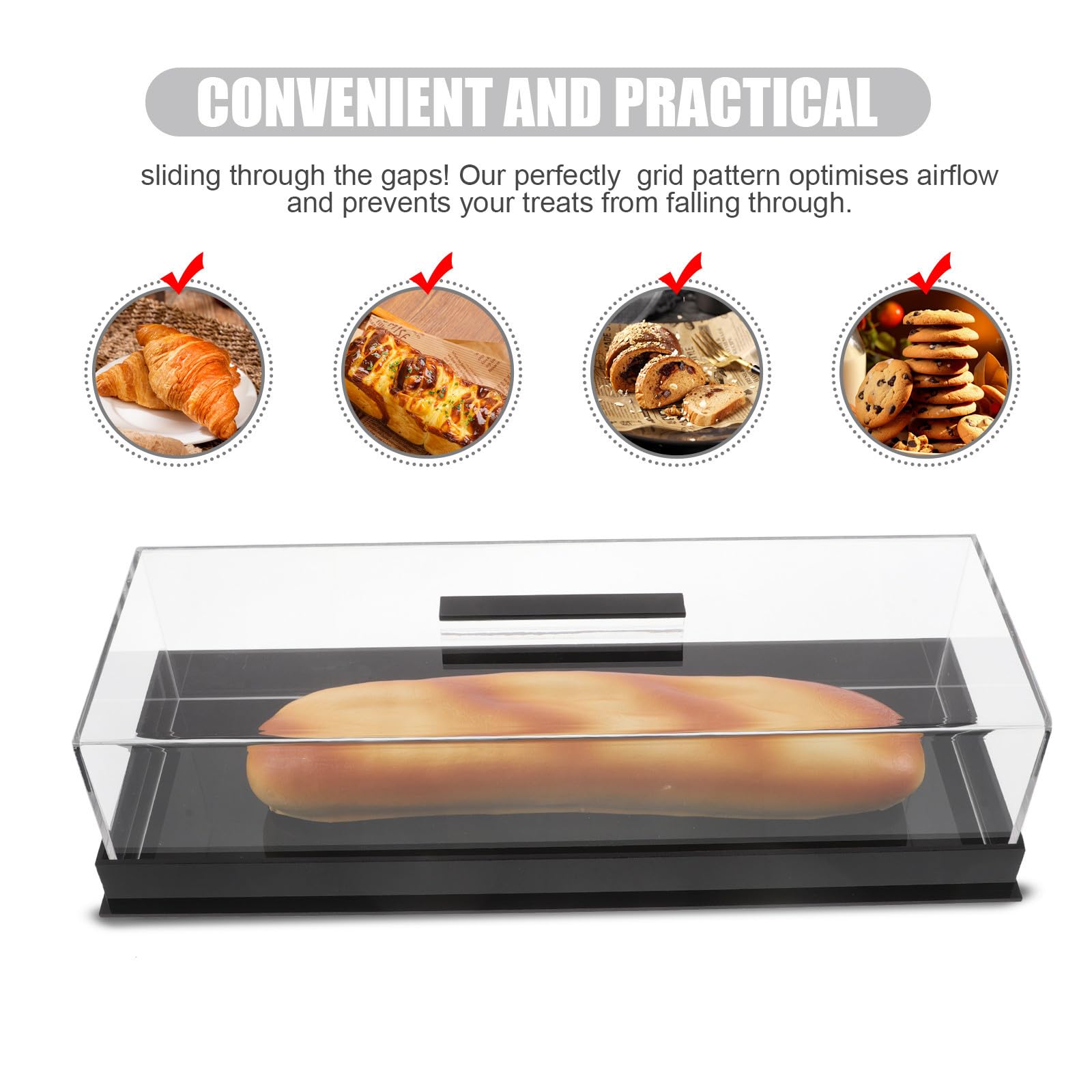 STOBAZA Bandeja para Postres Rectangular de Acrílico Negro con Cúpula, Soporte para Pasteles Versátil y Moderno Adecuado para Cumpleaños y Exhibición en Casa