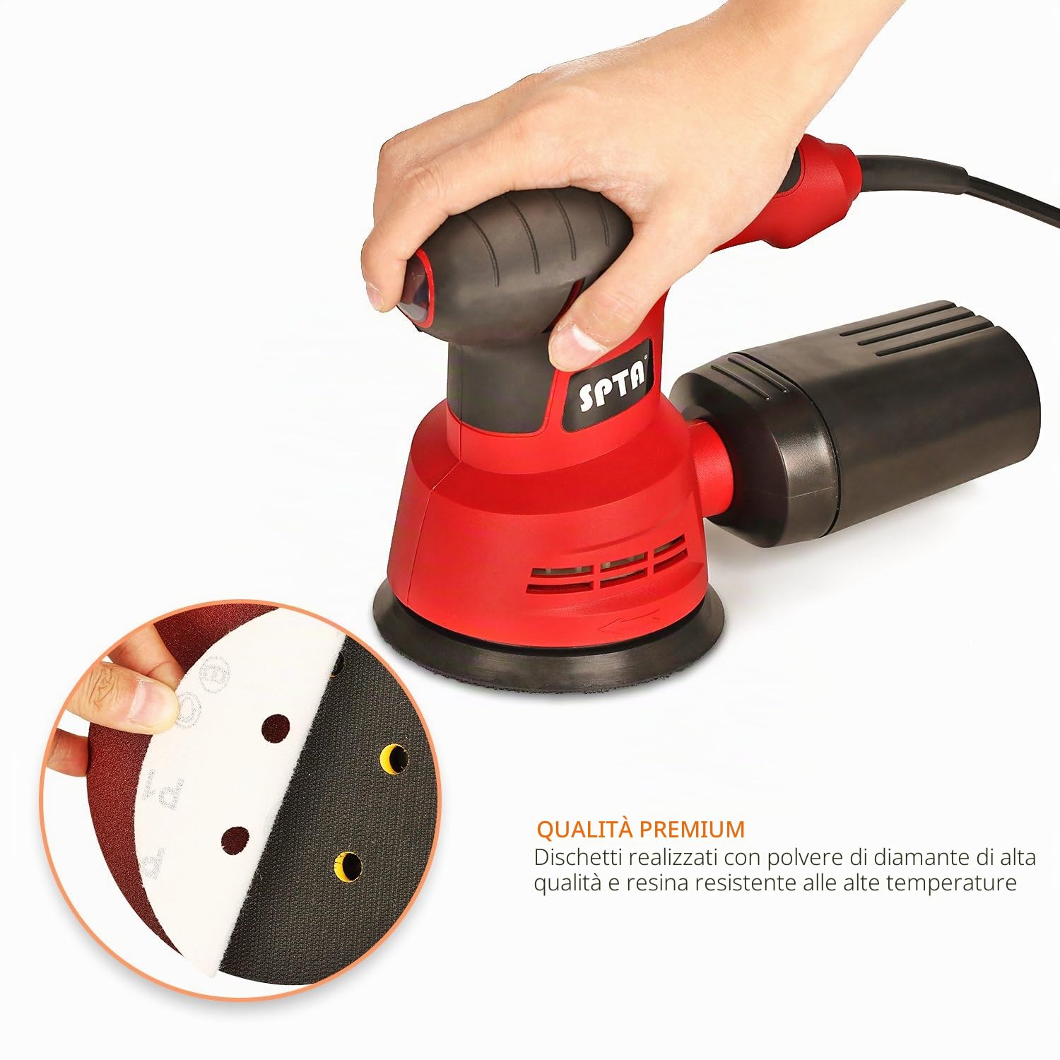 SPTA 100 Pezzi 125mm Dischi Abrasivi Carte Abrasive per Levigatrice 10 x 40/80/120/180/320/400/600/800/1500/2000 Graniglie Ideale per Levigatura/Lucidatura/Spolveratura