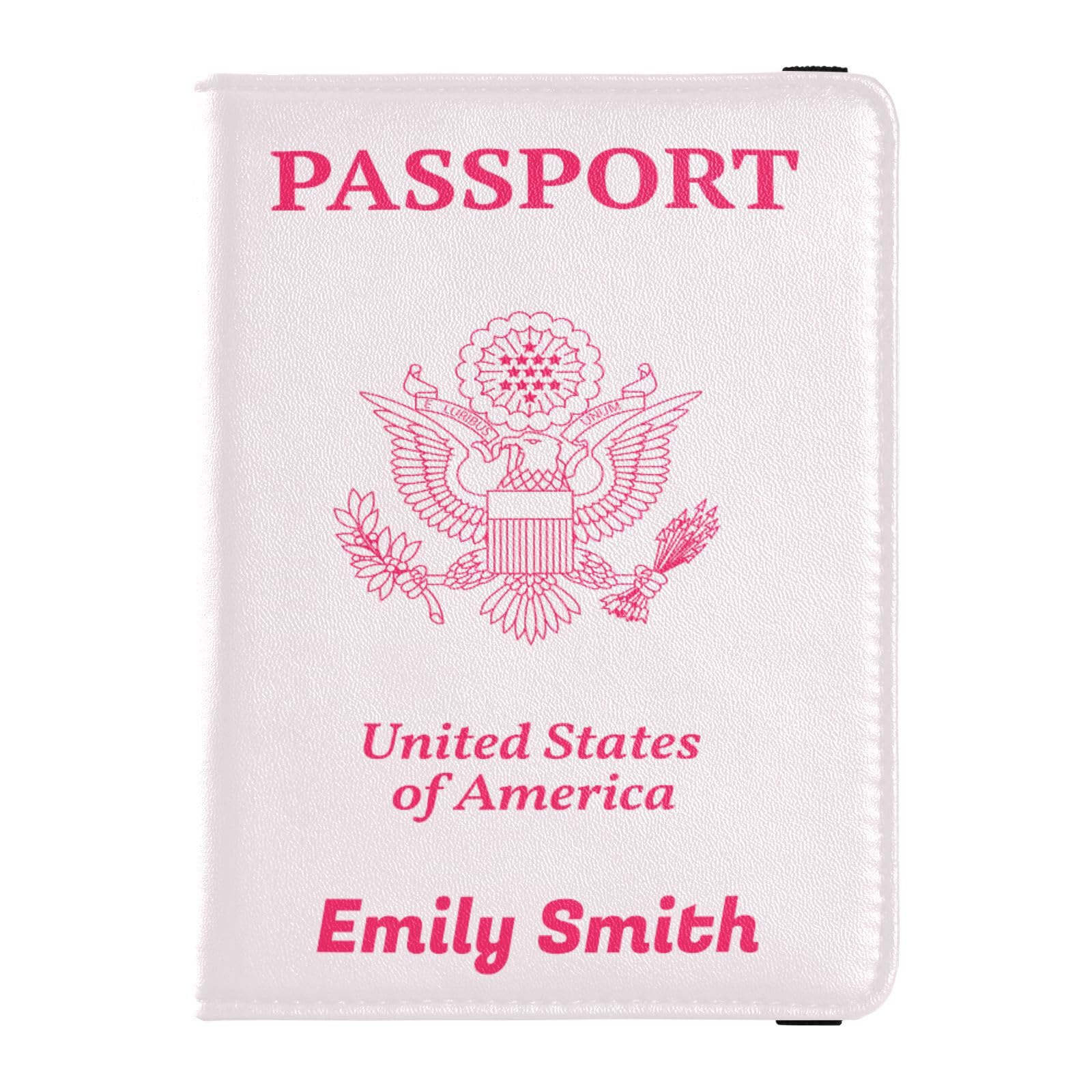 Personalized Passport Holder Cover Wallet Combo Custom Name PU Leather Passport Vaccine Card Protector for Women Men Travel Gift， Blush Pink