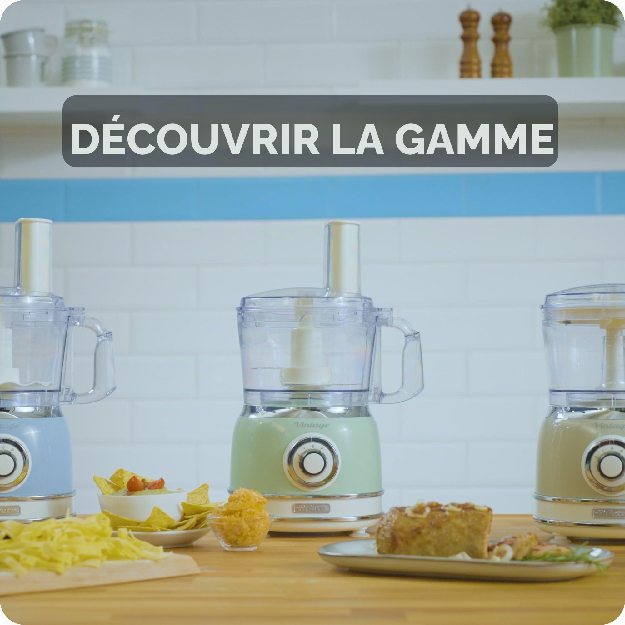 Ariete 1781 Robot de Cuisine Vintage, Hache, Pétrit, Tranche et Râpe, Lames Acier Inoxydable, 2 Vitesses+Pulse, pour Pain, Pizza, Desserts et pour Fouetter la Crème, Capacité 1,2L, 1000W, Beige