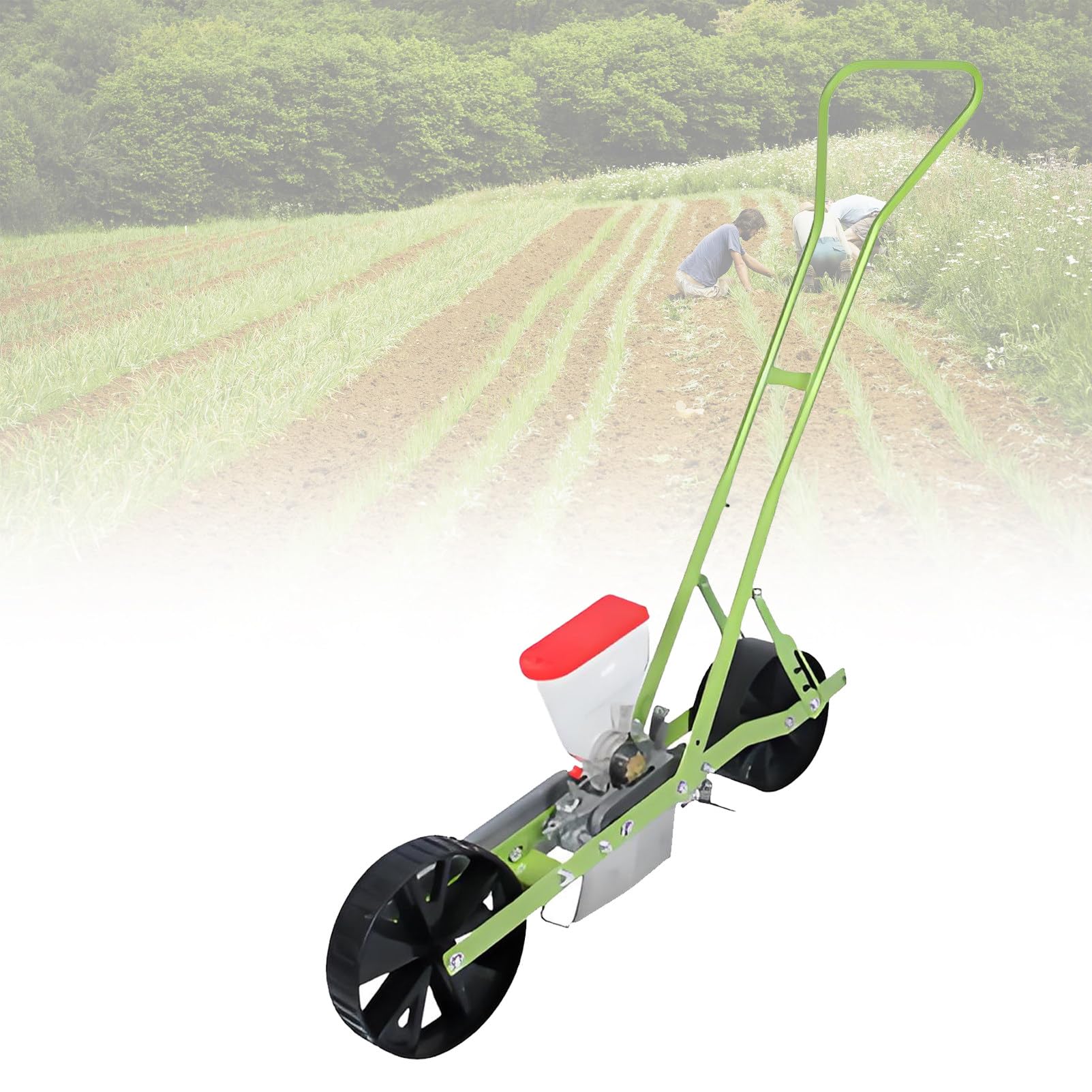 Hand-Sämaschine für Gemüse, Gartensämaschine, Reihen-Sägerät aus Metall, Nachlauf-Pflanzgerät für Reihenkulturen – für Gemüse, Blattgemüse, Zwiebeln, Radieschen, Rote Bete und Karotten. 1Row