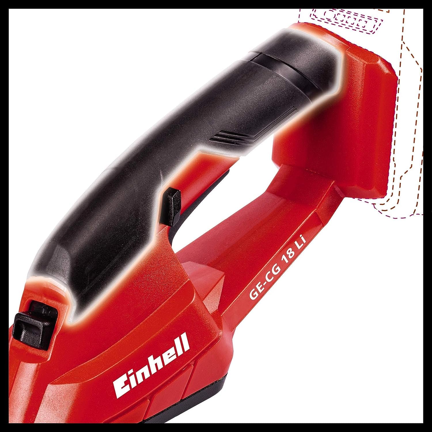 Einhell Cisaille à Gazon et Taille-buissons sans Fil GC-CG 18 Li Solo - Système Power X-Change (18 V, Largeur de Coupe 20 cm, Livré avec Accessoires) – Verso Solo Livre sans Batterie NI Chargeur