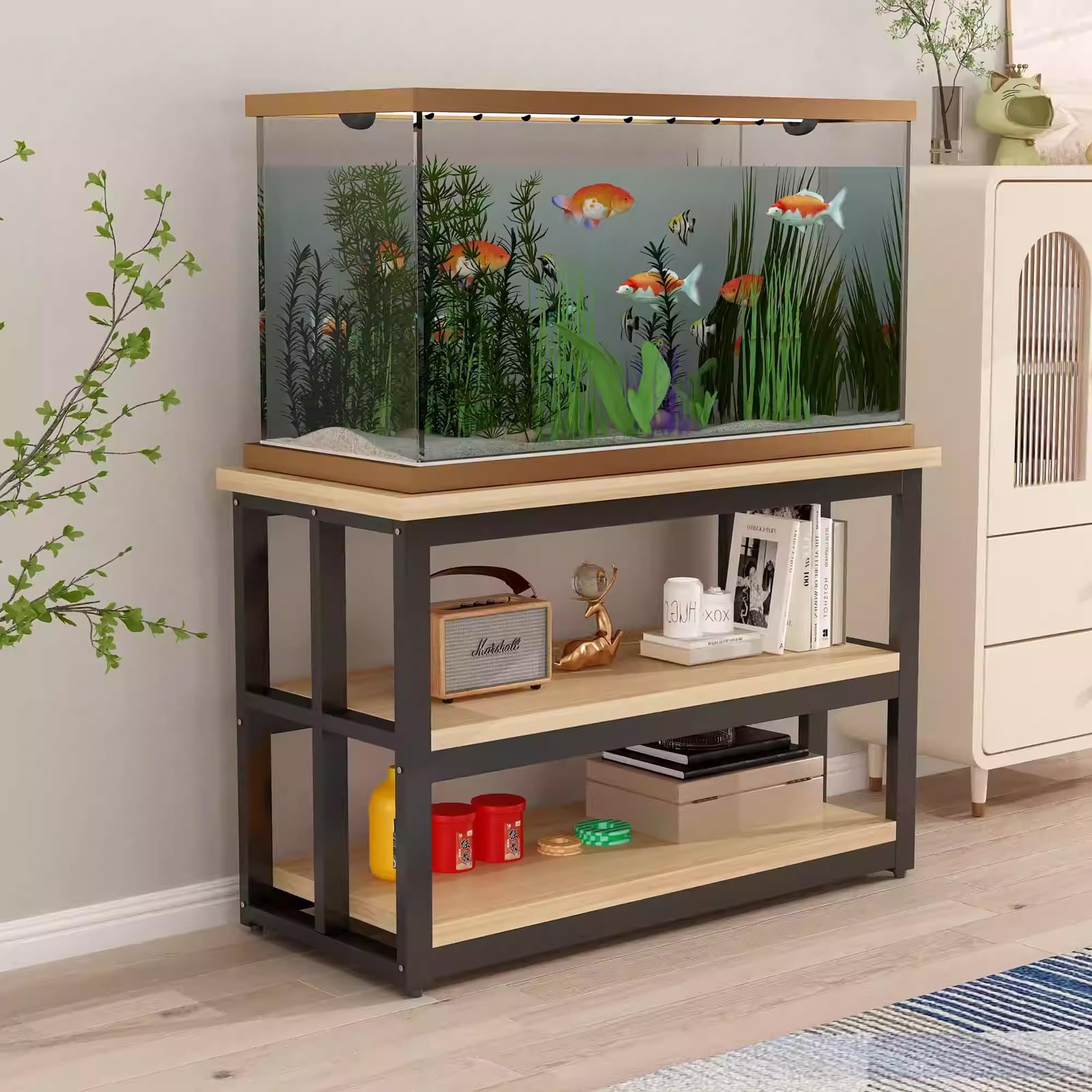 Fish Tank Stand Minimalist Shelving Unit Multi-Tier Storage Stable And Non-Slip Easy To Clean And Durable Ideal For Office And Home Use(Style D,60x35cm/23.6x13.8in)
