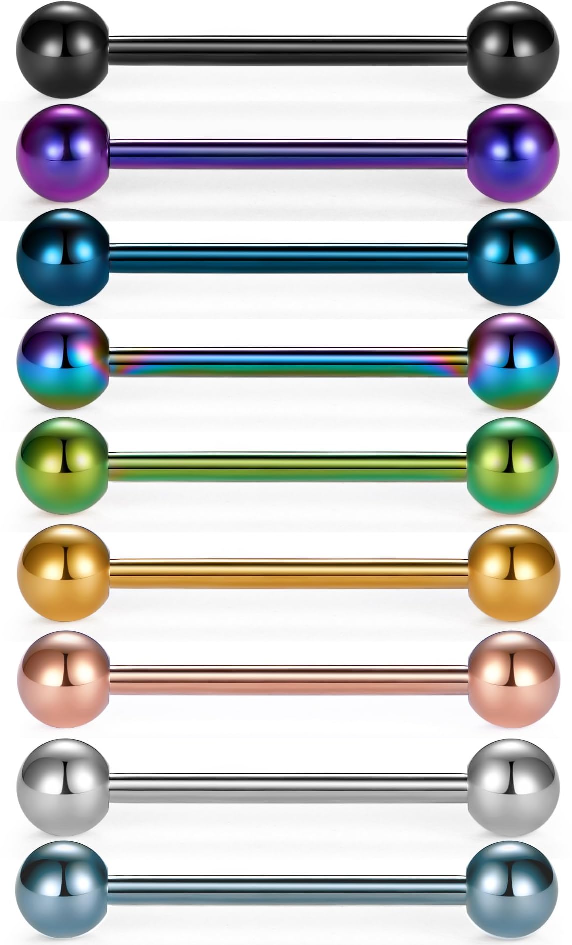 12mm-18mm 14G Tongue Rings Nipple Straight Barbells Surgical Steel Body Piercing Jewelry for Women Men