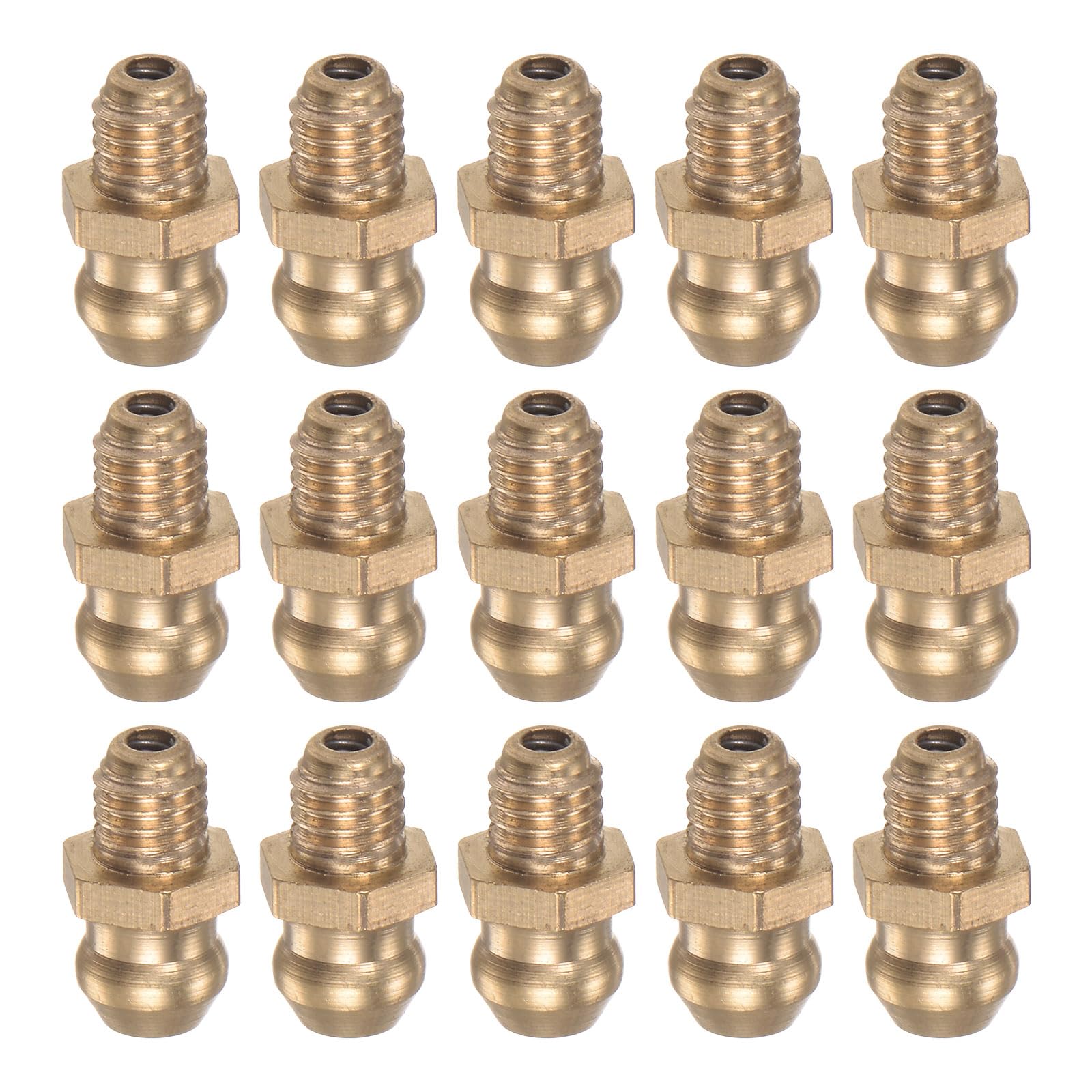 HARFINGTON 15pcs Brass Straight Grease Fitting M5x0.8mm Metric Thread Hydraulic Grease Nipple Accessories for Car