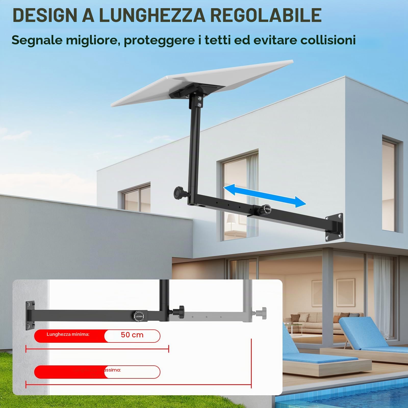 IMAYCC Starlink Gen 3 Mount, 360 ° Regolabile Supporto Starlink Gen 3 Lungo Scalabile Kit Di Montaggio Starlink V3 Pole Mount con Adattatore per tubo Starlink Gen 3 per Internet Starlink