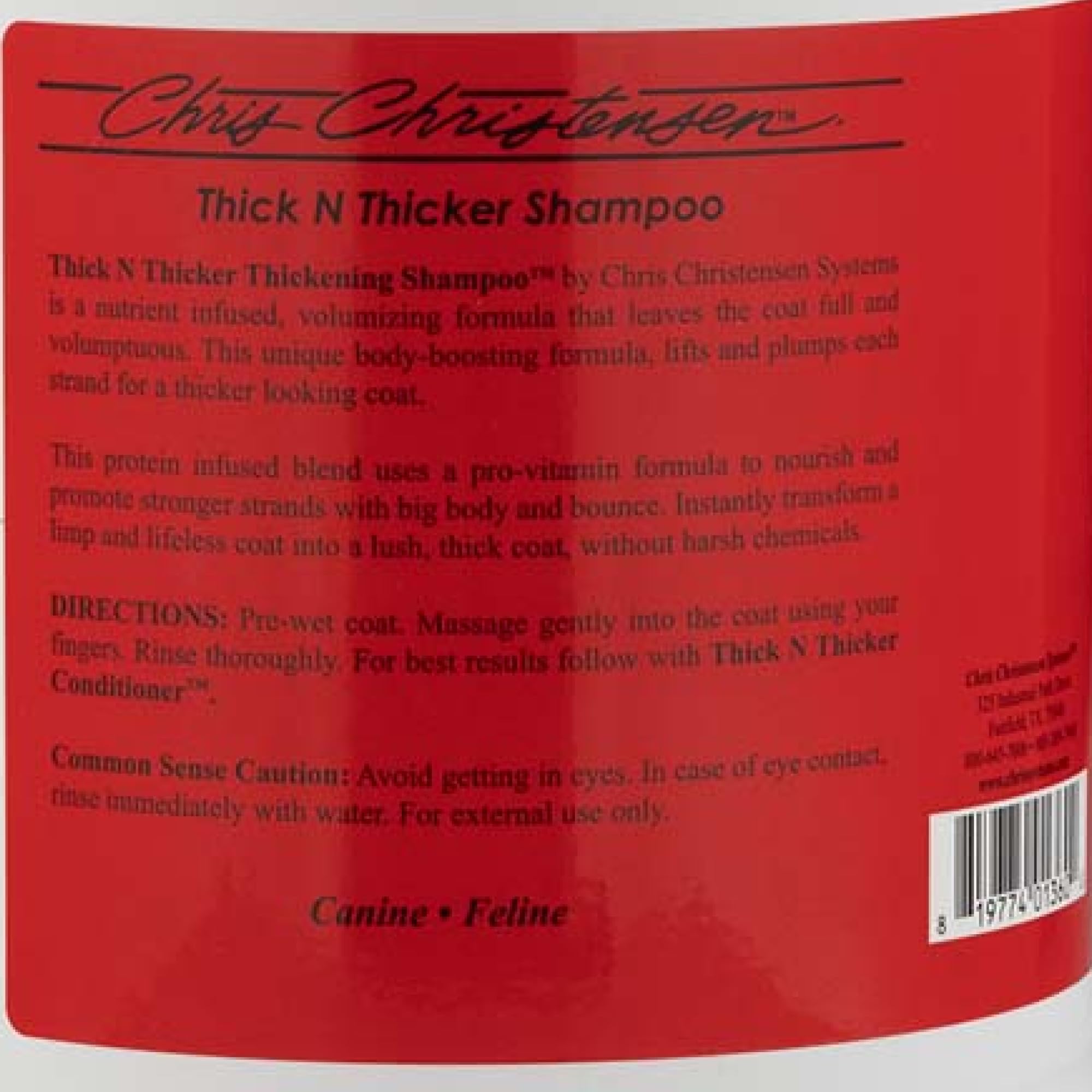 Chris Christensen Thick N Thicker Shampoo - Professionelles Hundeshampoo für voluminöses und dichtes Fell - Tiefenreinigende Pflege und großzügige Vorratsgröße, 3,8 l