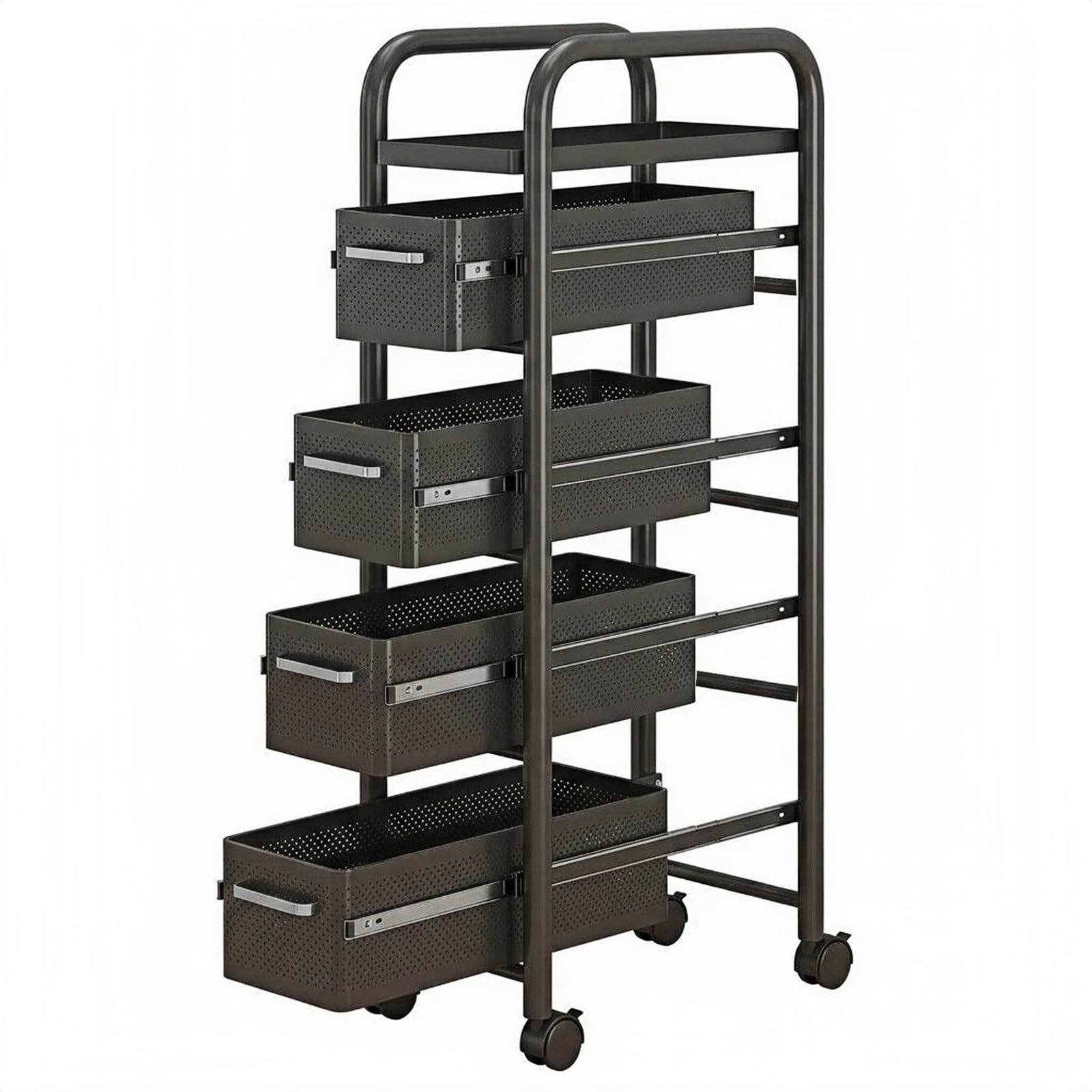 ZYYANSHOP Kitchen Storage Cart Slim Pull-Out Gap Cart Narrow Sliding Storage Rack for Fridge Side Kitchen(Black,Large)