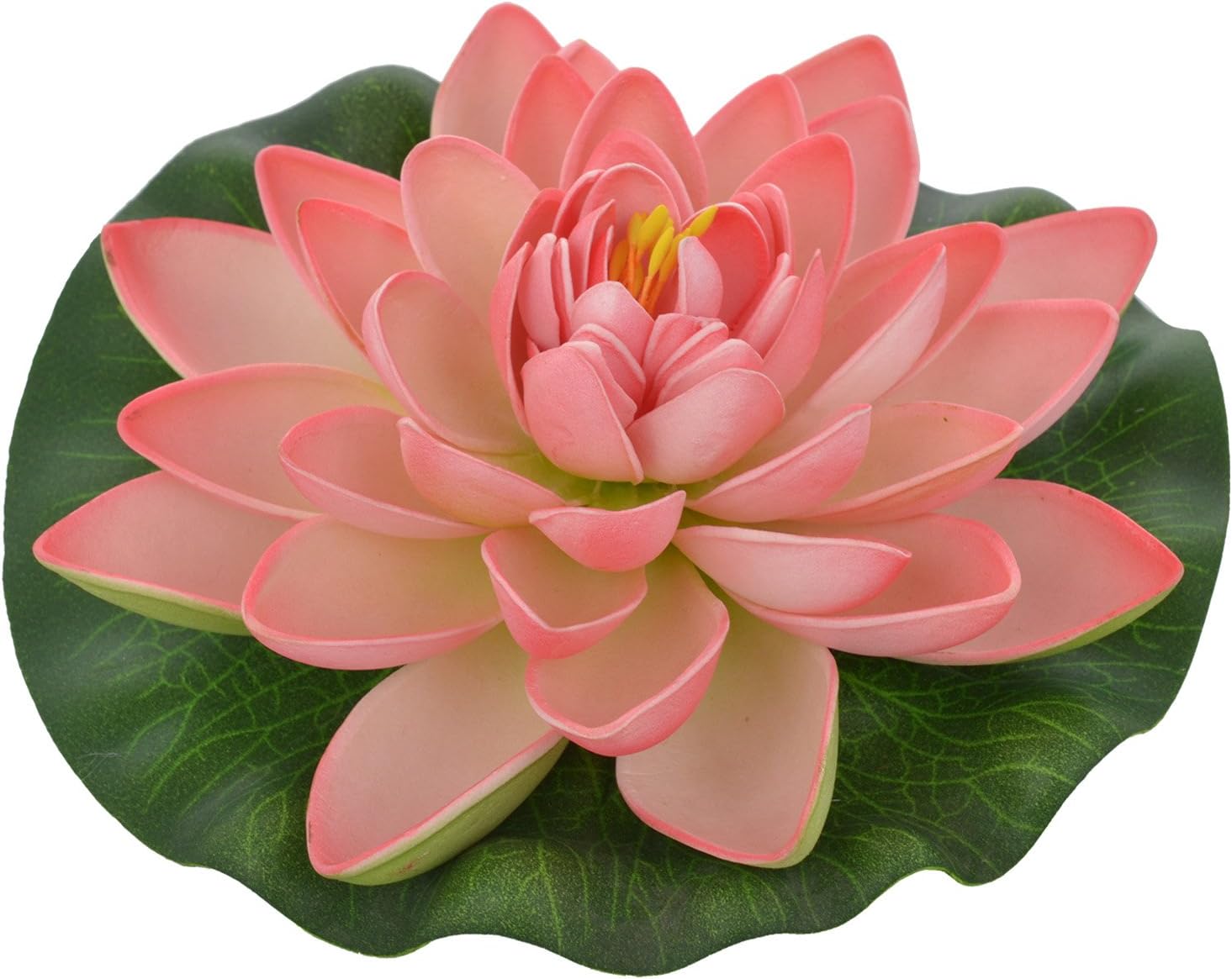 VEENA Artificial Floating Lotus And Leaf (Light Pink, 3 Pieces)