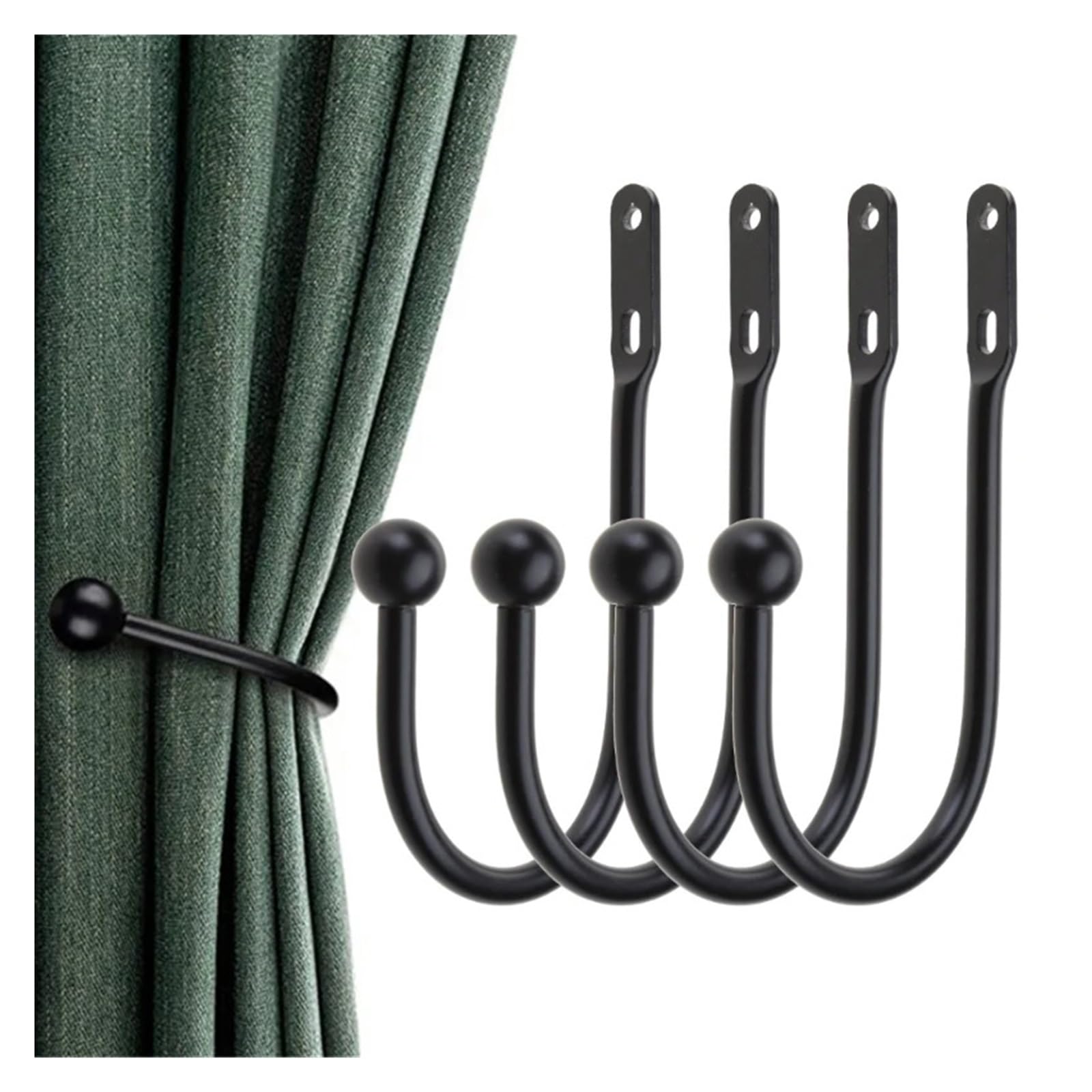 Curtain Holdbacks 4pcs Curtain Holdbacks Curtains Holder Wall Mounted Drapery Tiebacks Window Hook Curtain Holder for Home Decorations