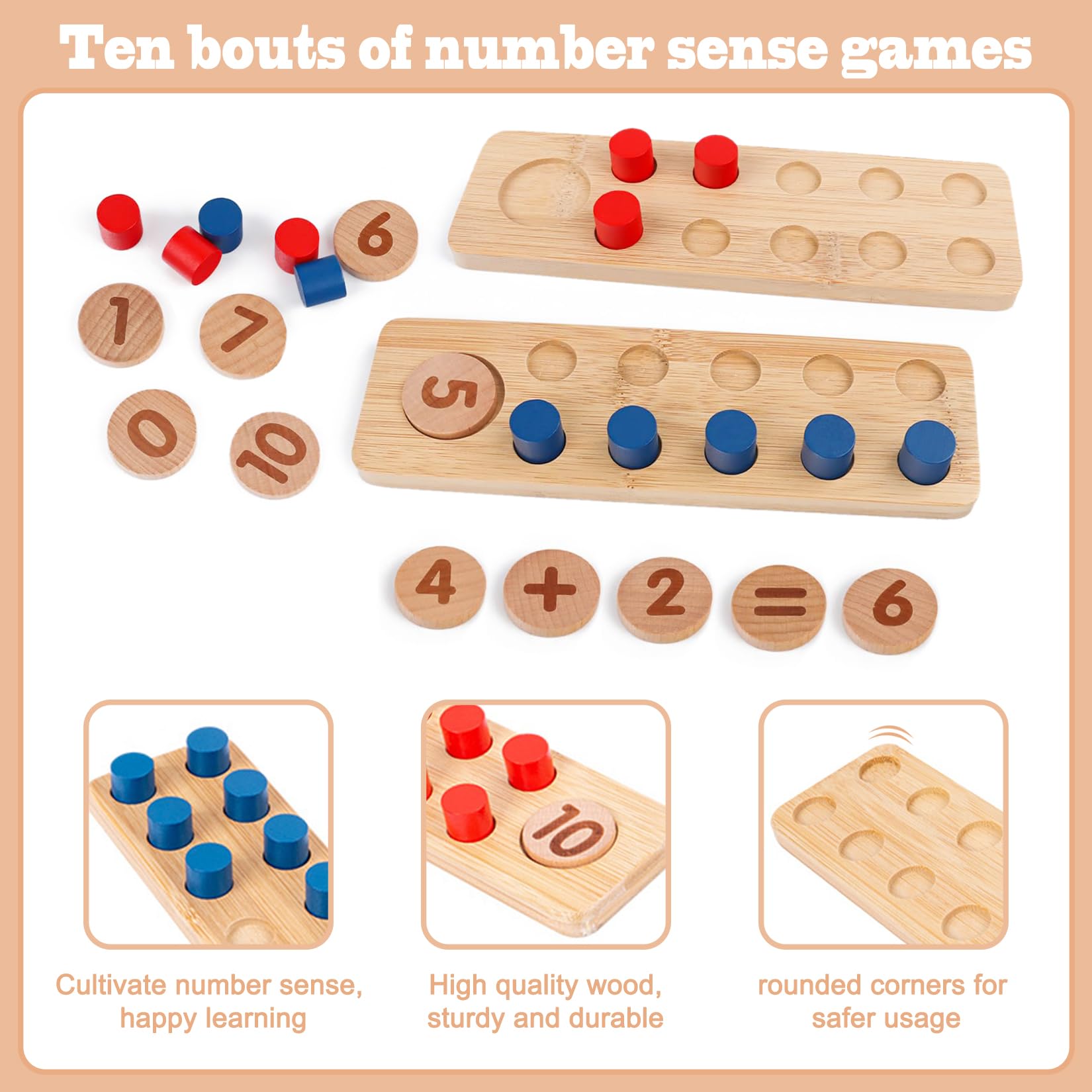Montessori Spielzeug Intuitibrix Aus Zahlen Lernen Holzspielzeug Addition Und Subtraktion Innerhalb Von 20 Mit Aufbewahrungstasche Für Kinder Ab 2 3 4 5 6 Jahre