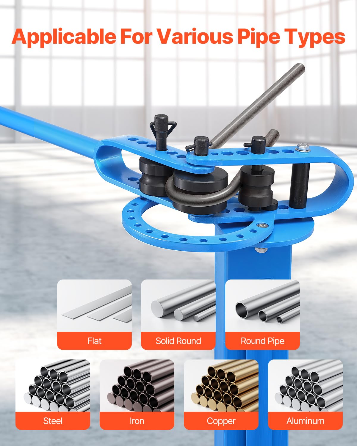 VEVOR Piegatubi Manuale per Tubi con Diametro Esterno Massimo 5,08 cm con 14 Matrici di Piegatura, Utensile per Piegatura Tubi a 200° in Rame Alluminio Ferro, per Riparazione Auto Frigoriferi