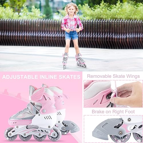 Miniatura 5 de Wheelive Adjustable Inline Skates for Kids, Beginner Roller Skates with Light up Wheels, Outdoor Roller Blades for Boys Girls Children and Teens