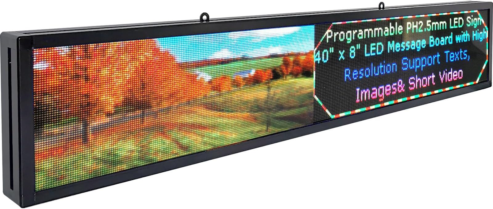 P2.5 Full Color LED Digital Sign, 40''x8'' Support Scrolling Text Advertising Screen Use WiFi and USB Programmable Support Image&Video with High Resolution LED display