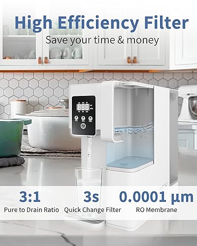 Miniatura 3 de Sistema de ósmosis inversa para encimera, sistema de filtración de agua de ósmosis inversa portátil 5 en 1, purificador de relación de puradrenaje