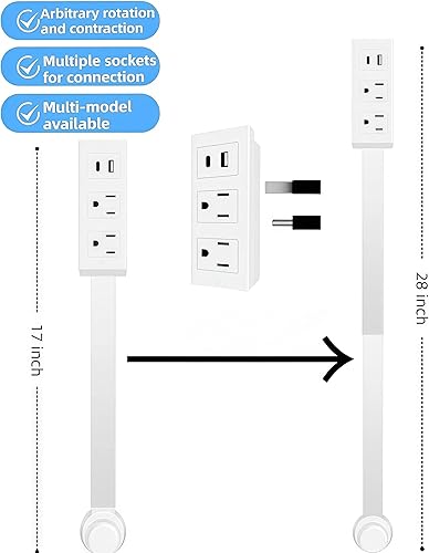 Miniatura 2 de Características de toma extendida y giratoria toma de pared extensible que se extiende de 18 a 28, giro de 180, salida giratoria para sofás detrás