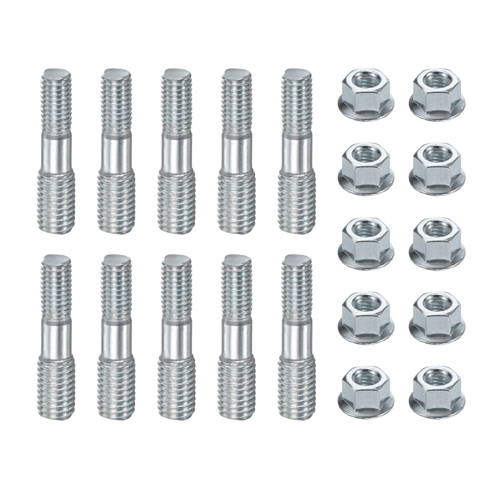 M METERXITY 2-Set Chainsaw Guide Bar Studs & Bar Nuts M8 x 1.25 to M10 x 1.5 Double End Bar Studs with M8 Nuts Manganese Steel for Echo Flange Bar Nuts Kit Replacement