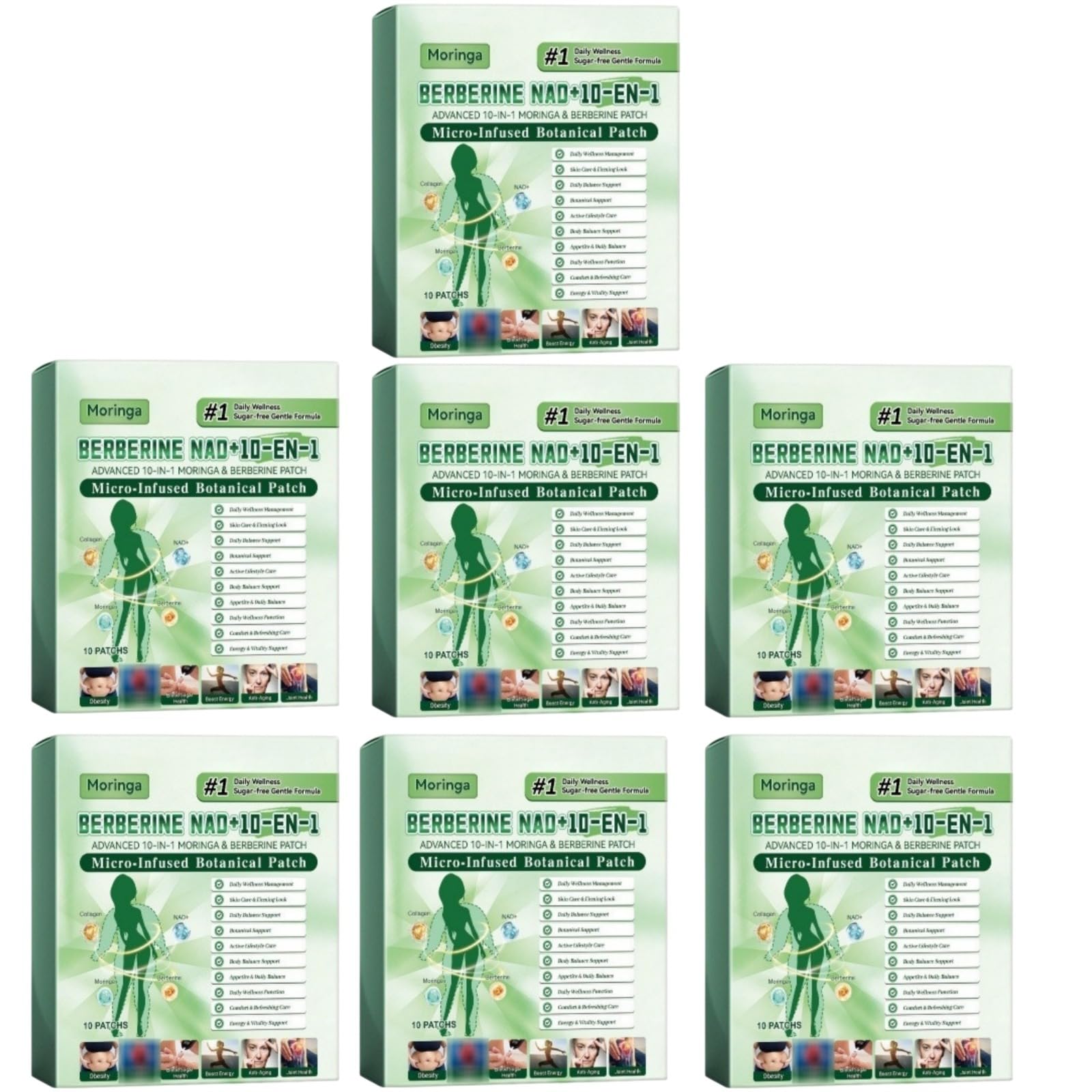 Patch Botanica 10 in 1 con berina, NAD+ e Moringa, supporto naturale per metabolismo, energia e benessere generale