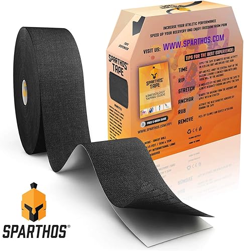Vista 13 de Kinesiology tape spartan tape apoyo perfecto para athletic kinesiología, Rollo de velcro, recuperación y fisioterapia guía. Uncut rollo de 115 pies