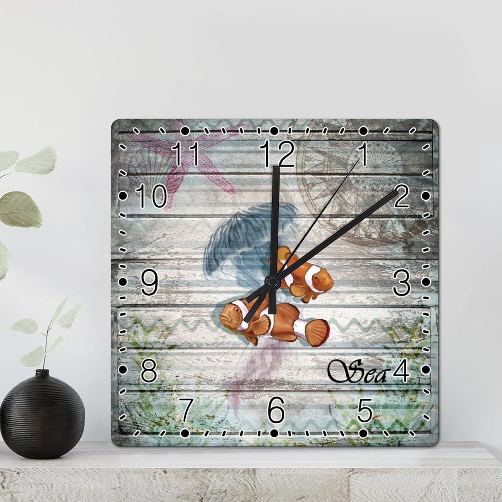 Horloge murale rustique carpe bois déco haut de gamme