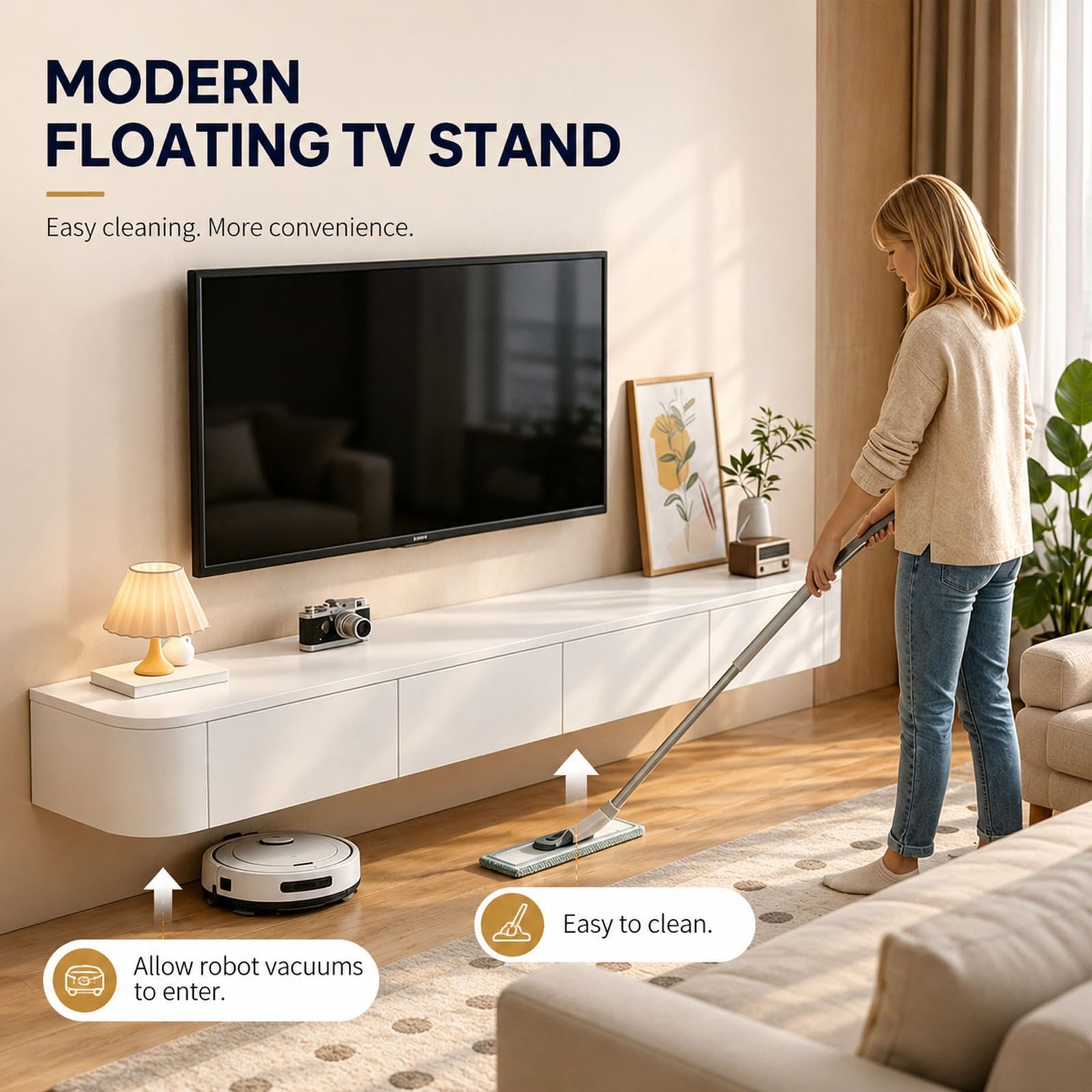 Moderno mobile mobile in legno con luci LED, completamente assemblato, mobiletto Ma armadio grigio slish con Ders e cavo nascosto per soggiorno/camera da letto (110,2)