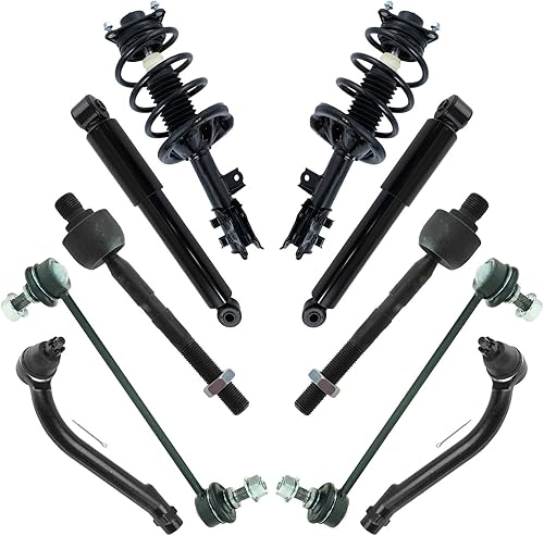 TRQ Kit Completo de Dirección y Suspensión Delantera y Trasera Ensamblaje de Muelle Helicoidal y Amortiguador Barra Antivuelco Barras de Estabilidad