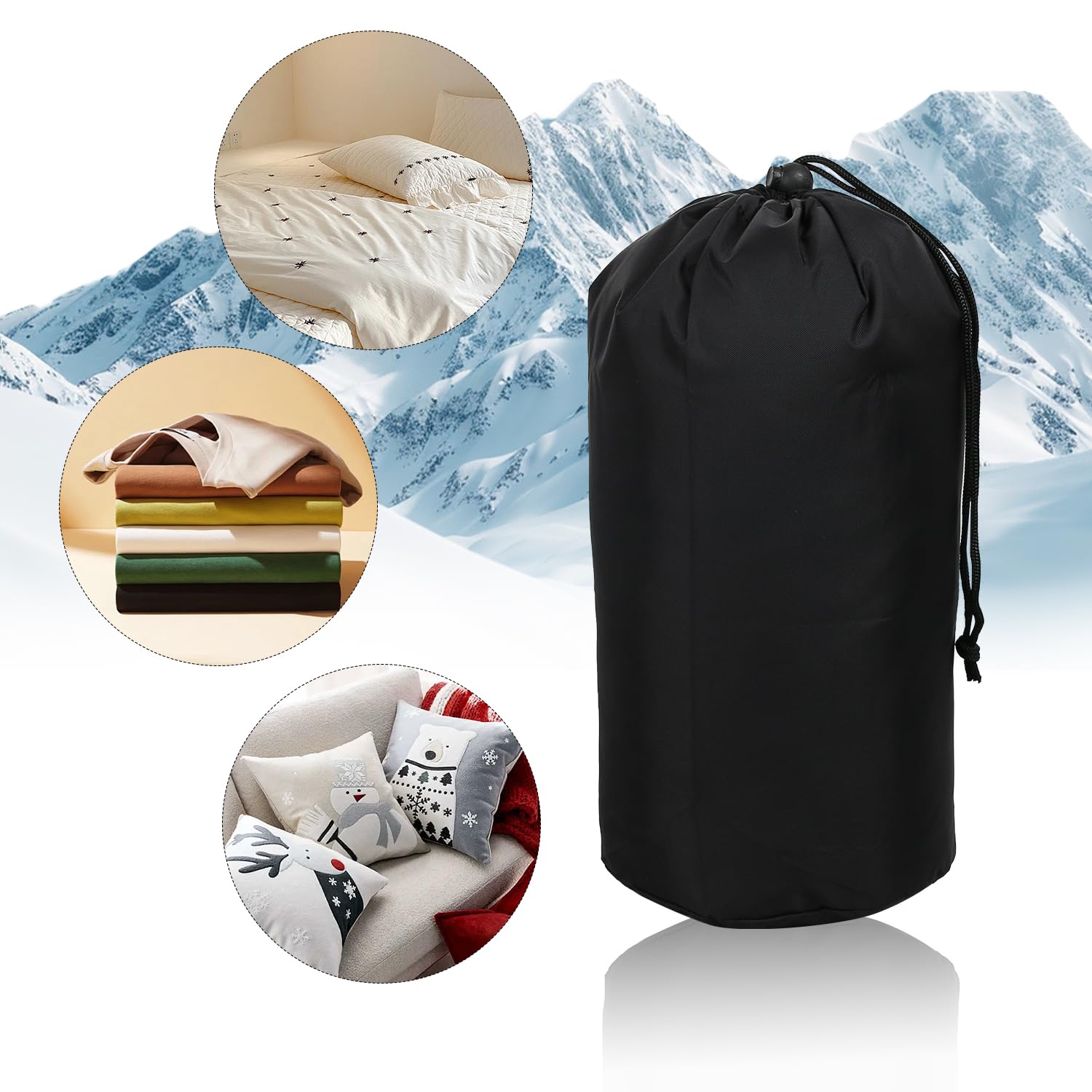 Kompressionssack, 6L 210D-Nylon Kompressions-Packsack für Schlafsack, Camping, Outdoor, Wandern, Rucksackreisen, Reisen (Schwarz)