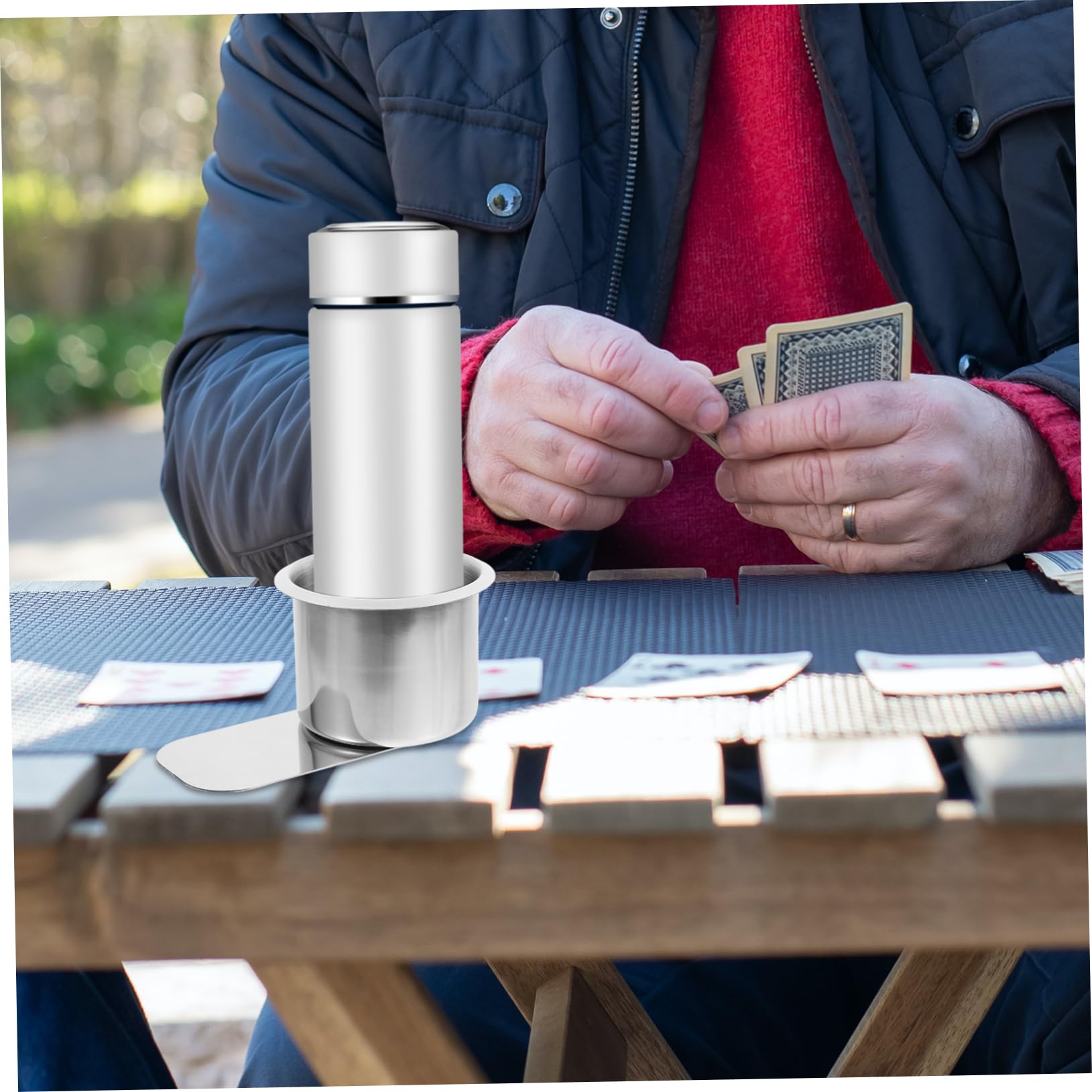 BEBEMOKO Cup Holder Accessories Poker Table Cup Holder Drink Cup Stand Metal Holder Stylish Silverware Holder