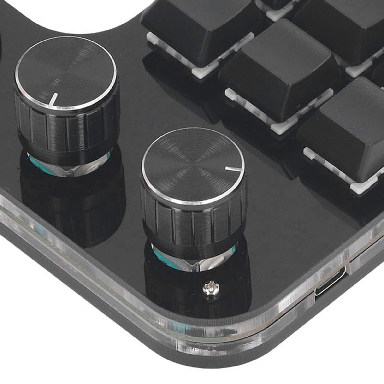 Eujgoov Mini Klawiatura Mechaniczna, Akrylowa Podkładka Makro z ABS z 9 Klawiszami i 3 Pokrętłami, Odporny na Kurz Czerwony Przełącznik RGB LED Programowalna Klawiatura USB C do Gier Biurowych do