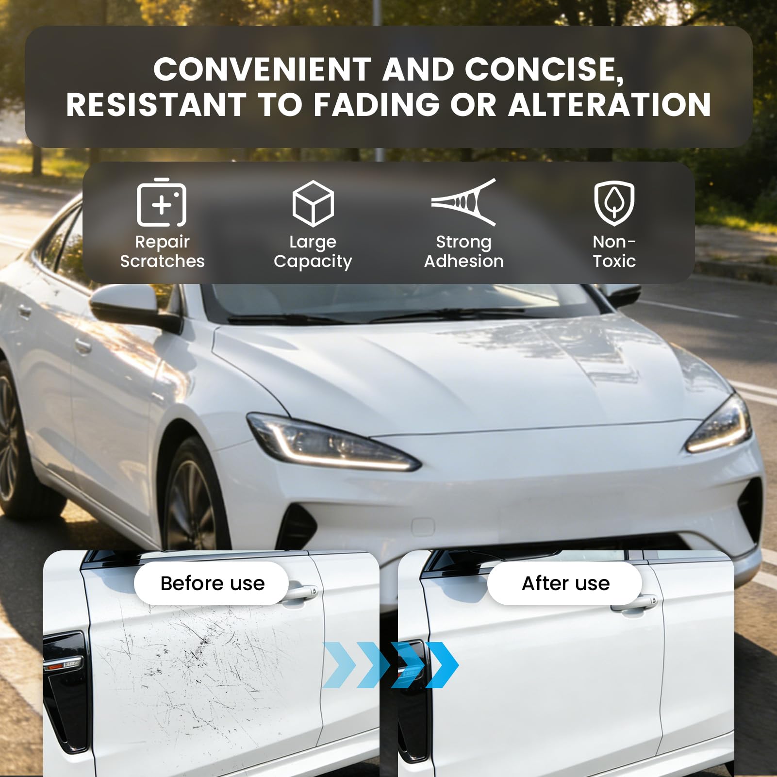 Penriter 2 Piezas L90A Blanco Polar Reparador Arañazos Coche para VW/Volkswagen, 2 In 1 Bolígrafo de Reparación Arañazos Coche, Quita Arañazos Coche, Reparar Arañazos y Astillas — view 3