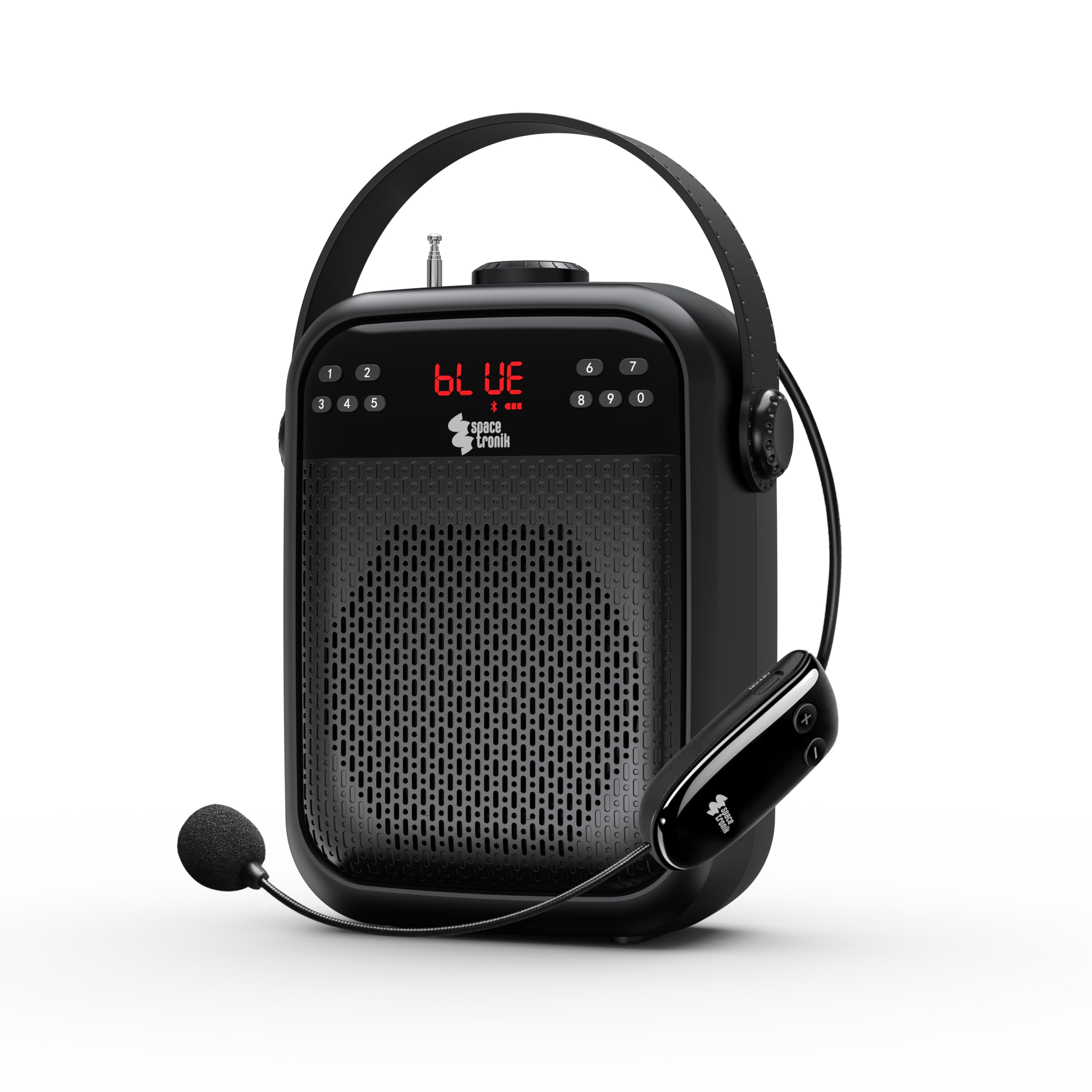 Spacetronik Sprachverstärker Tragbar mit Mikrofon 25W, Stimmverstärker mit Bluetooth 5.0 Lautsprecher, Aufnahmefunktion, TWS, FM-Radio, SD/USB/AUX, LCD-Display & 12h Akku