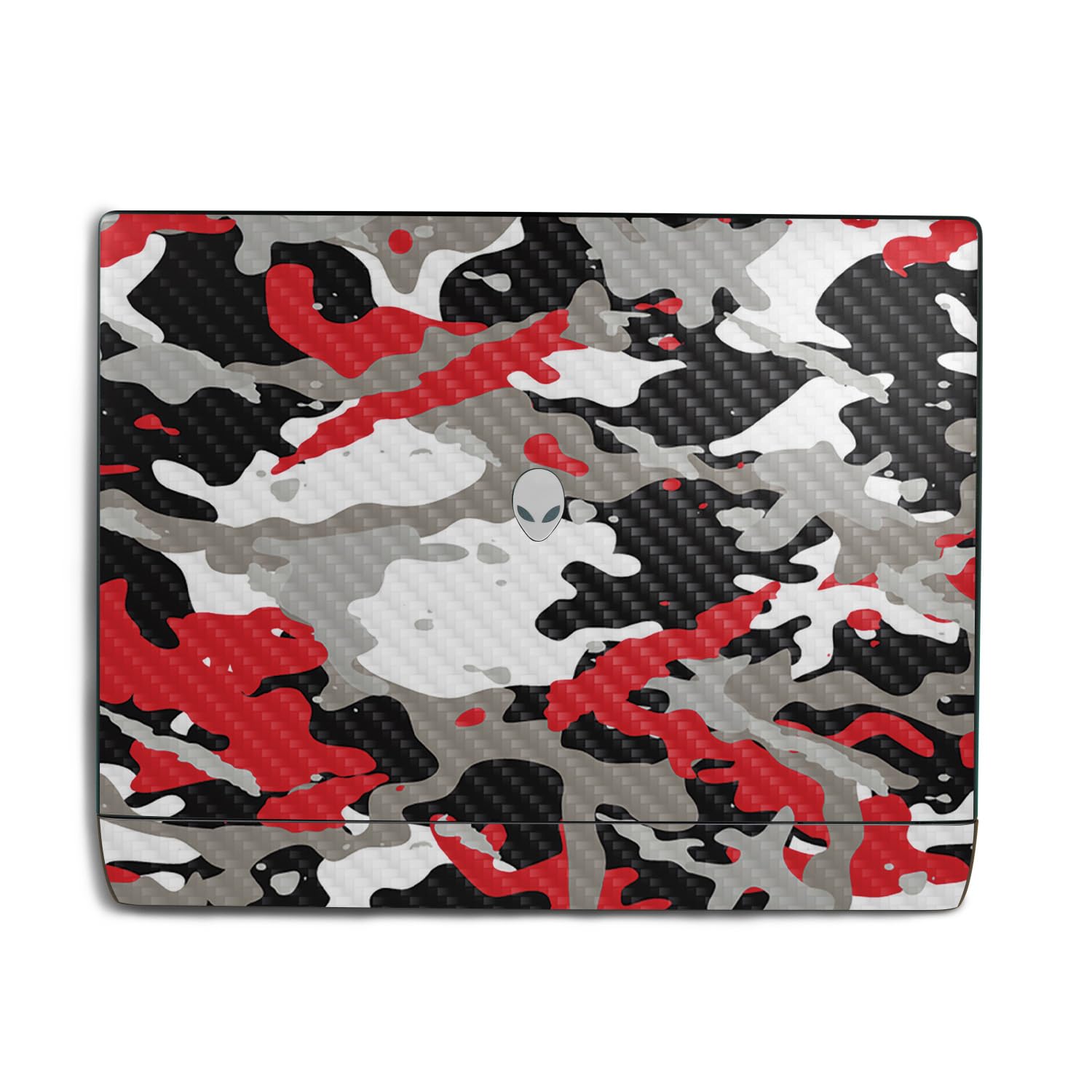 Carbon Fiber Laptop Skin Compatible with Alienware 18 Area-51 (2025) Top Cover Only - Red Camo - Premium 3M Vinyl Protective Wrap Decal Cover - Easy to Apply | Crafted in The USA by MightySkins