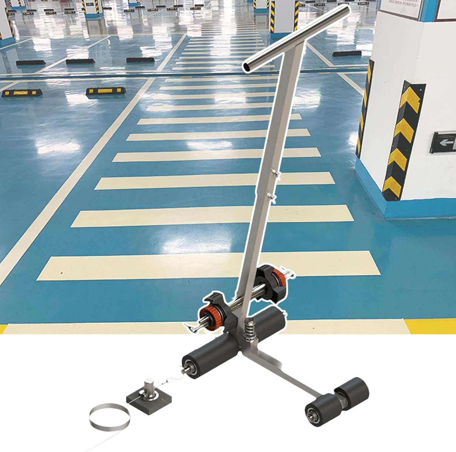 Tape Marking Machine Hand-Push,Tape Pasting Machine,Manual Floor Tape Applicator, for Line Marking/Spray Painting,with Drawing Circle Kit Basketball Court Marking Kit,55~80cm